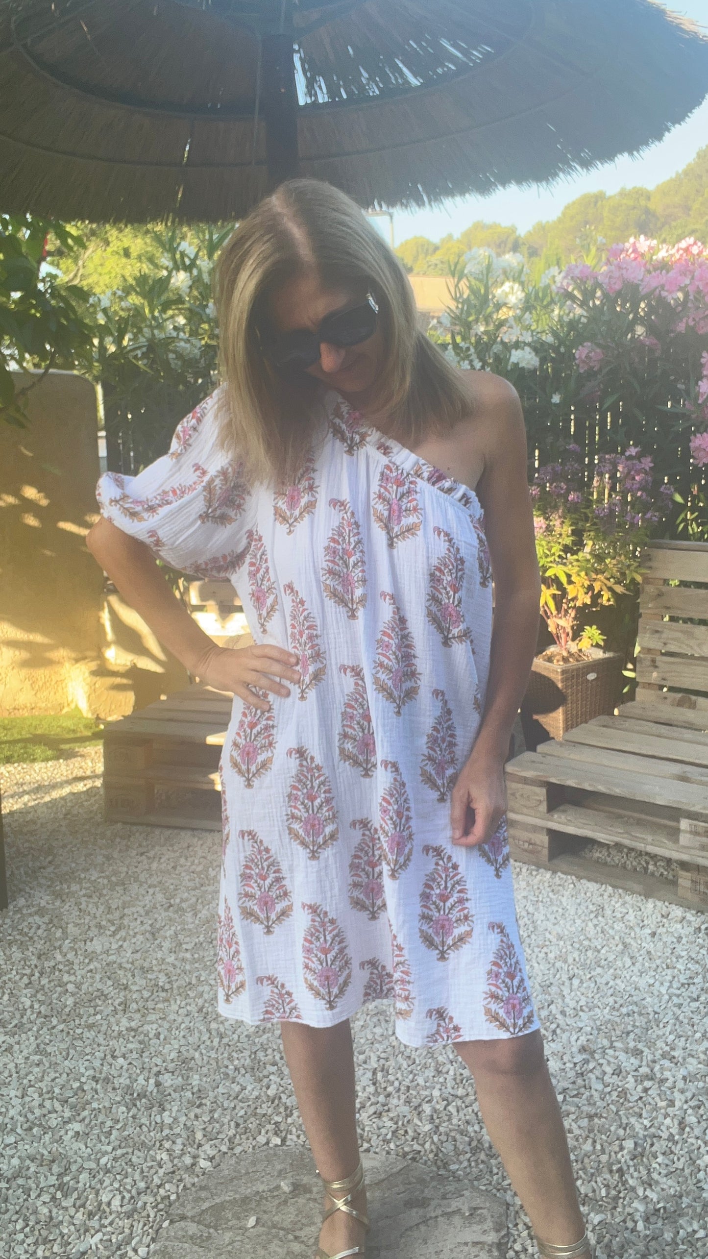 Robe asymétrique "FEUILLAGE"