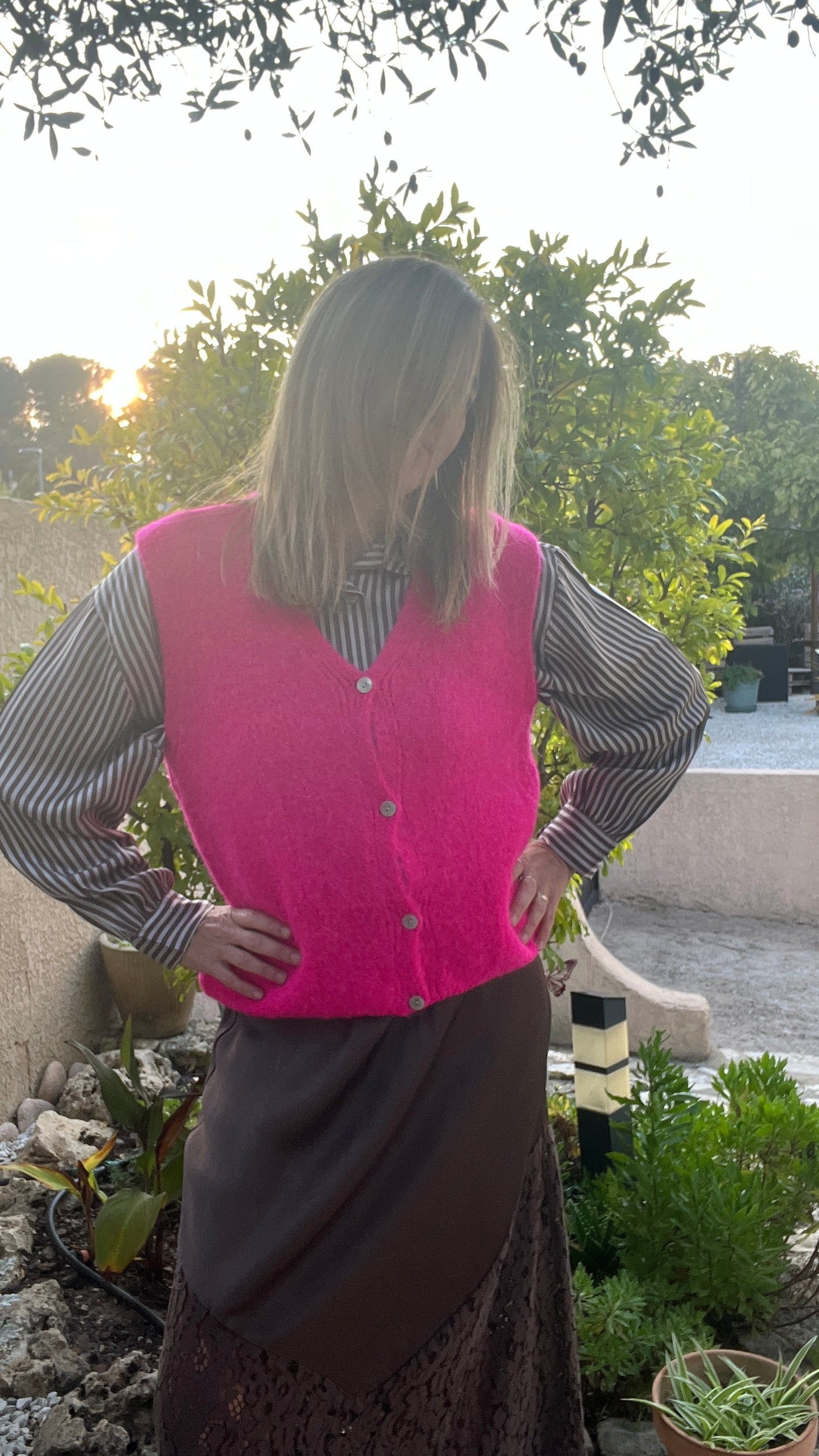 GILET SANS MANCHES ROSE FLUO "DIANA"