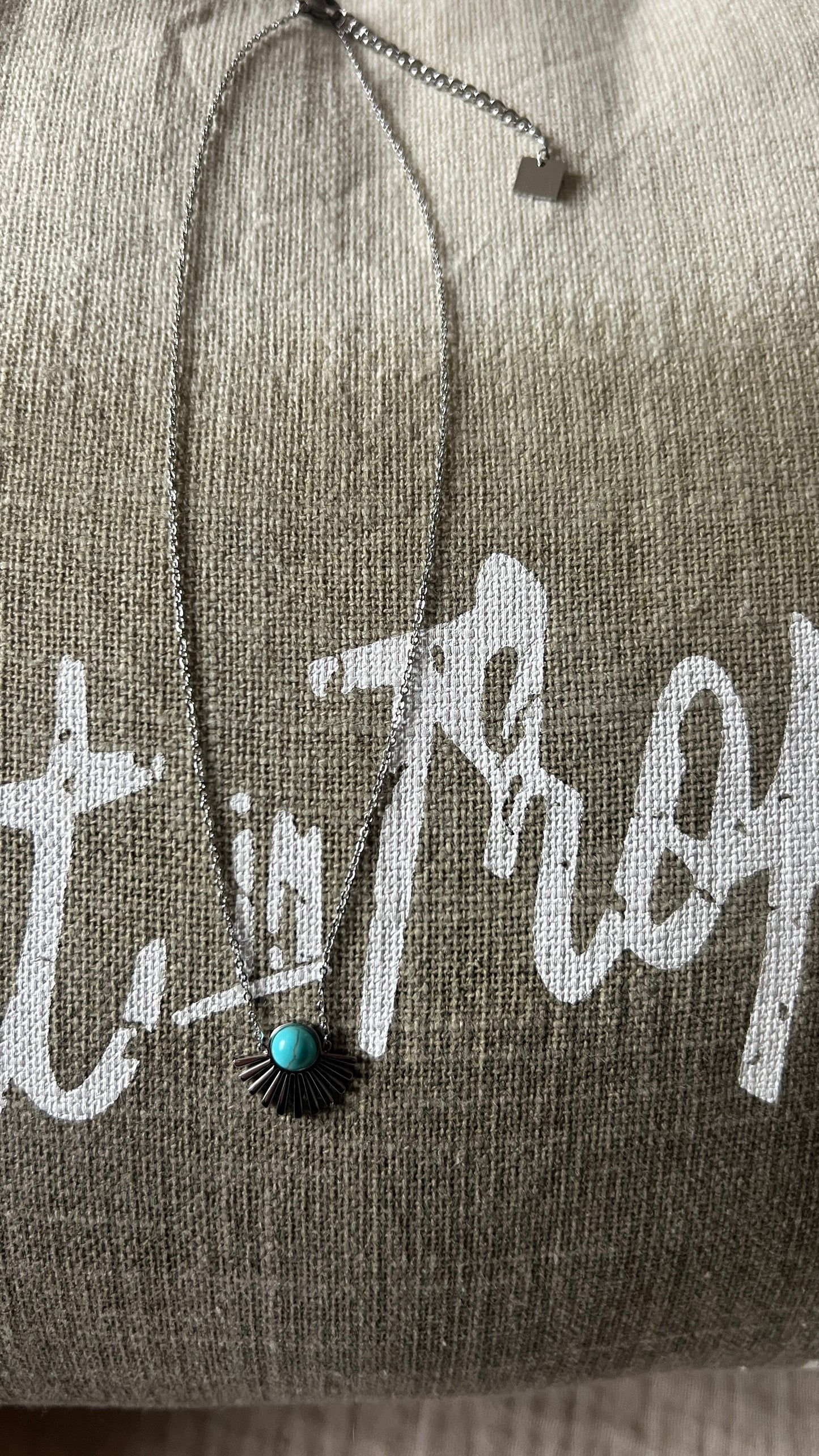 COLLIER ARGENTE/TURQUOISE "MILE MILA"