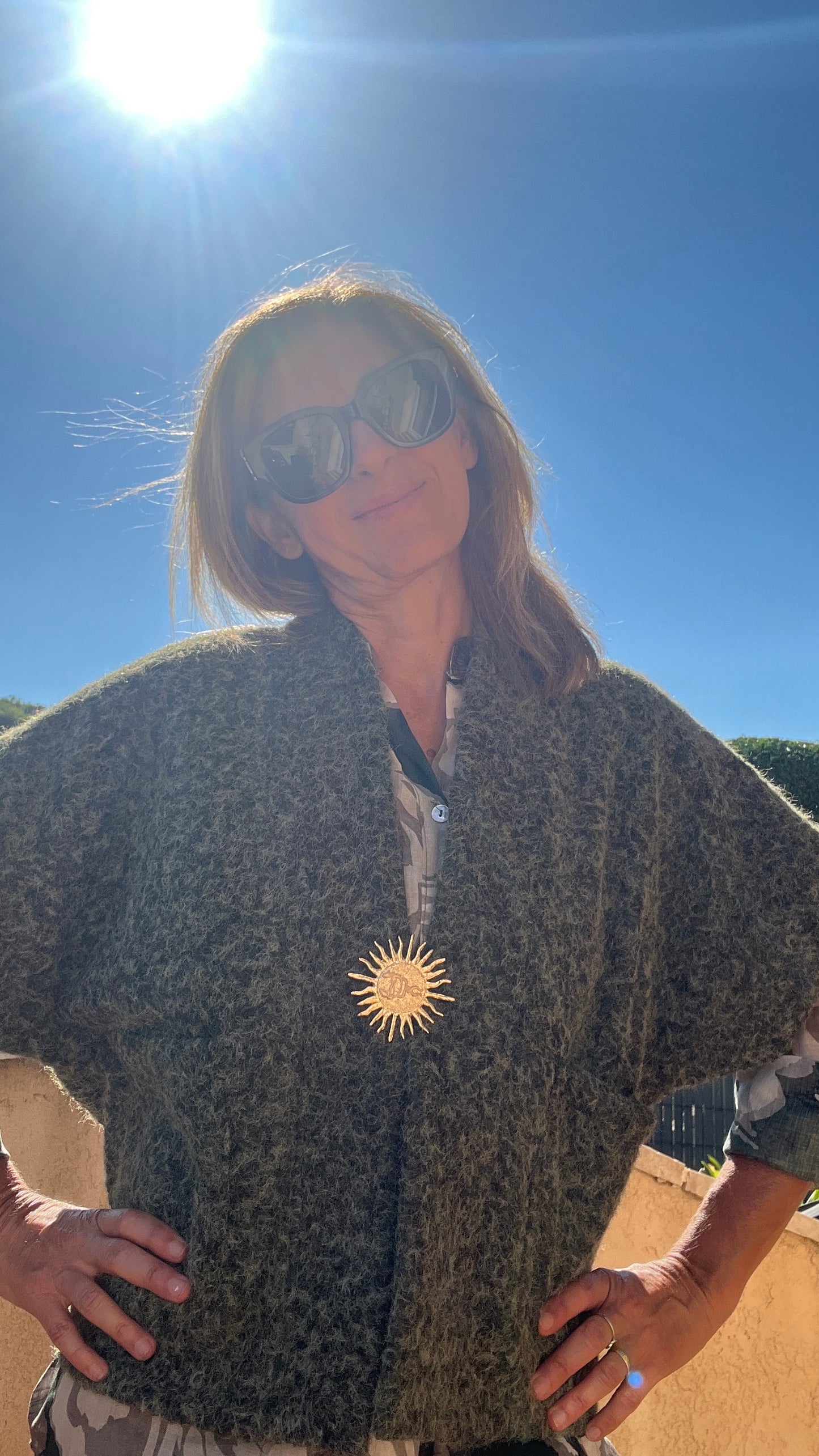 VESTE KAKI MANCHES COURTES "SOLEIL"