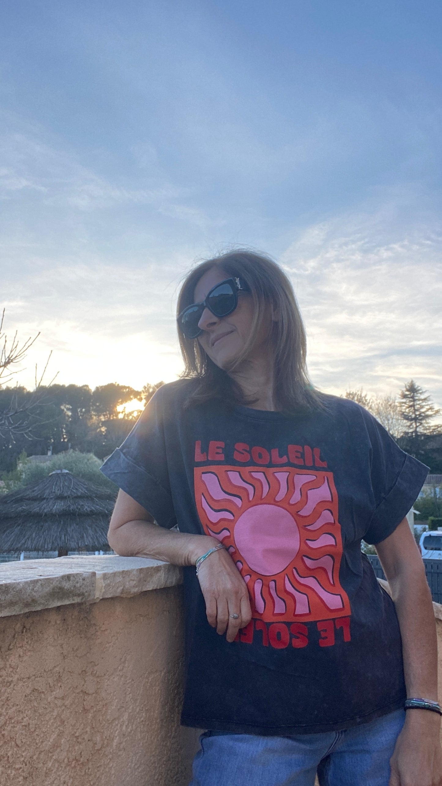 Tee-shirt gris "Soleil"