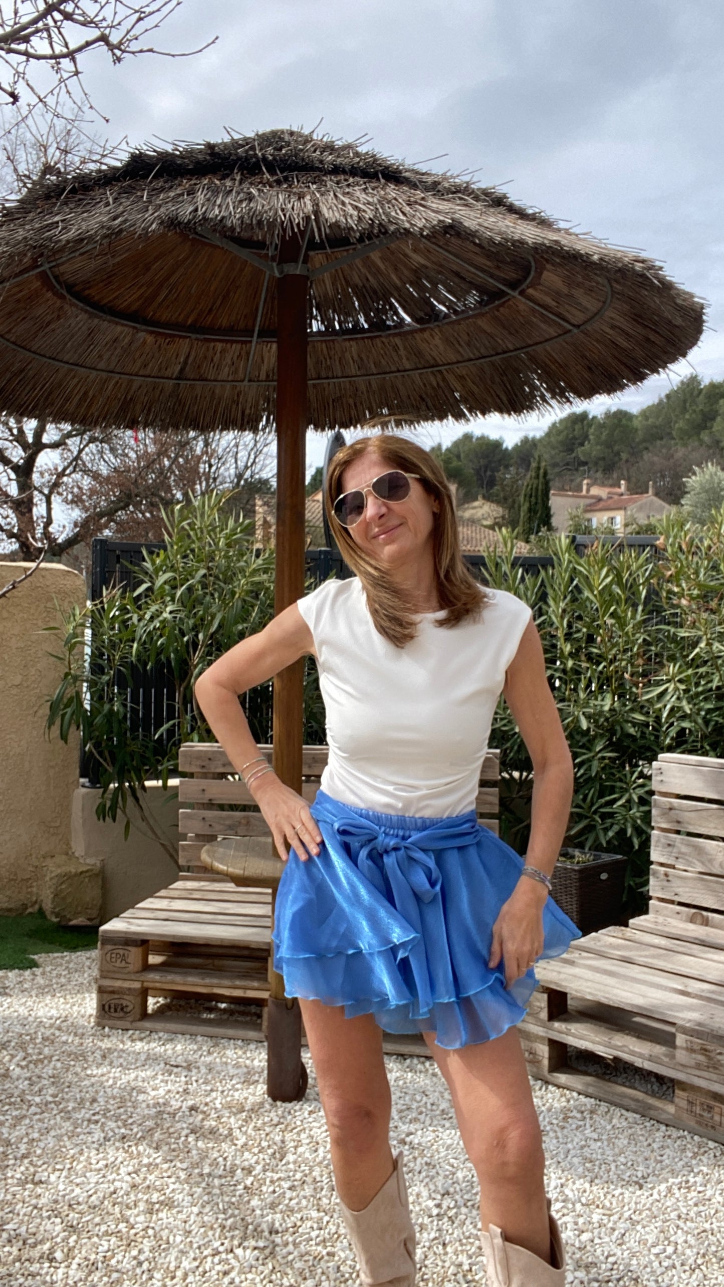 Jupe fluide bleue "Céleste"