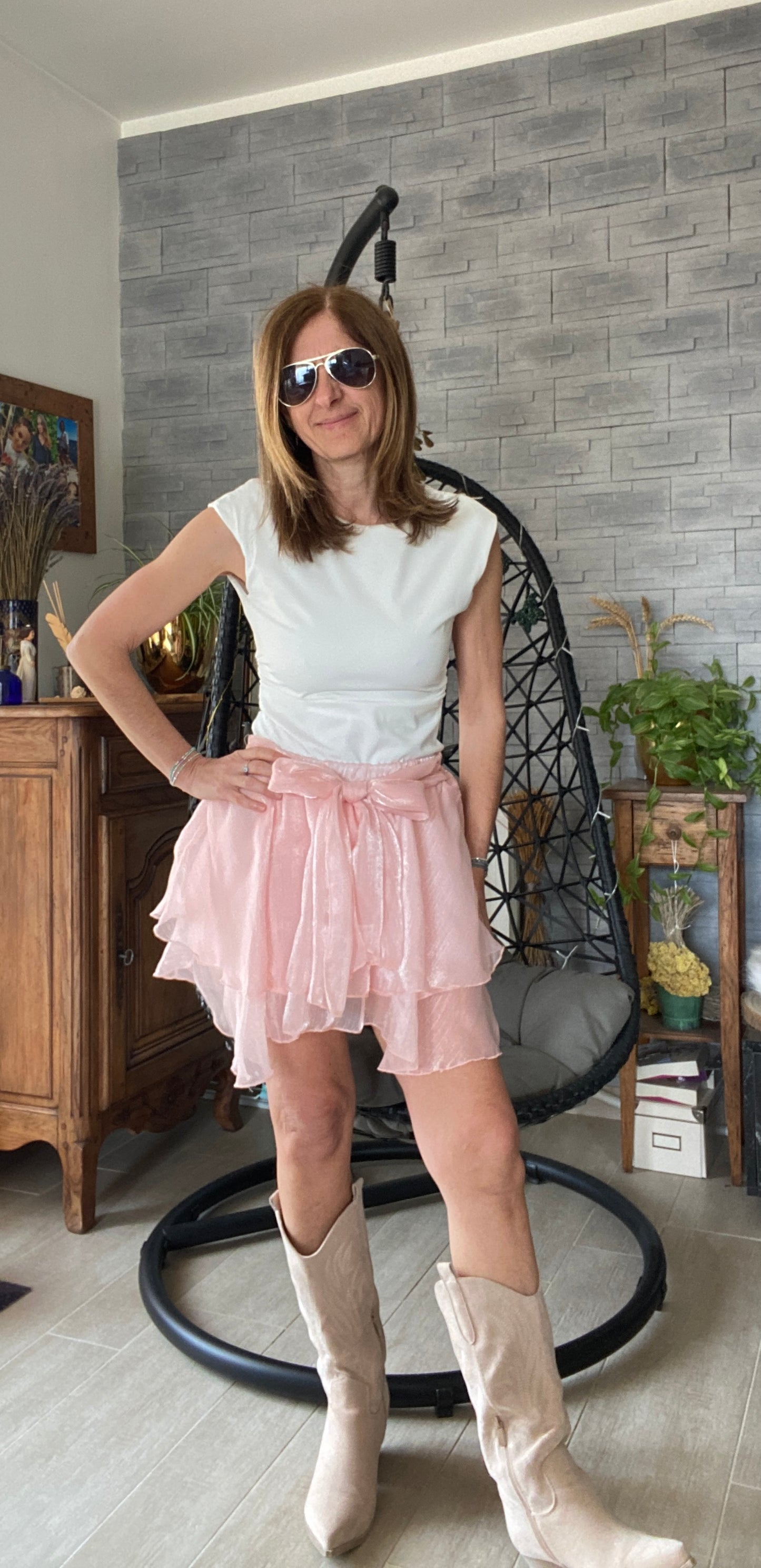 Jupe fluide rose poudrée "Céleste"