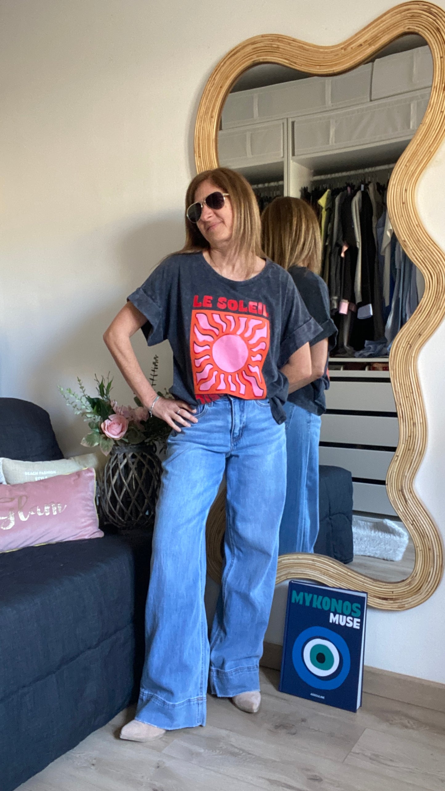 Tee-shirt gris "Soleil"