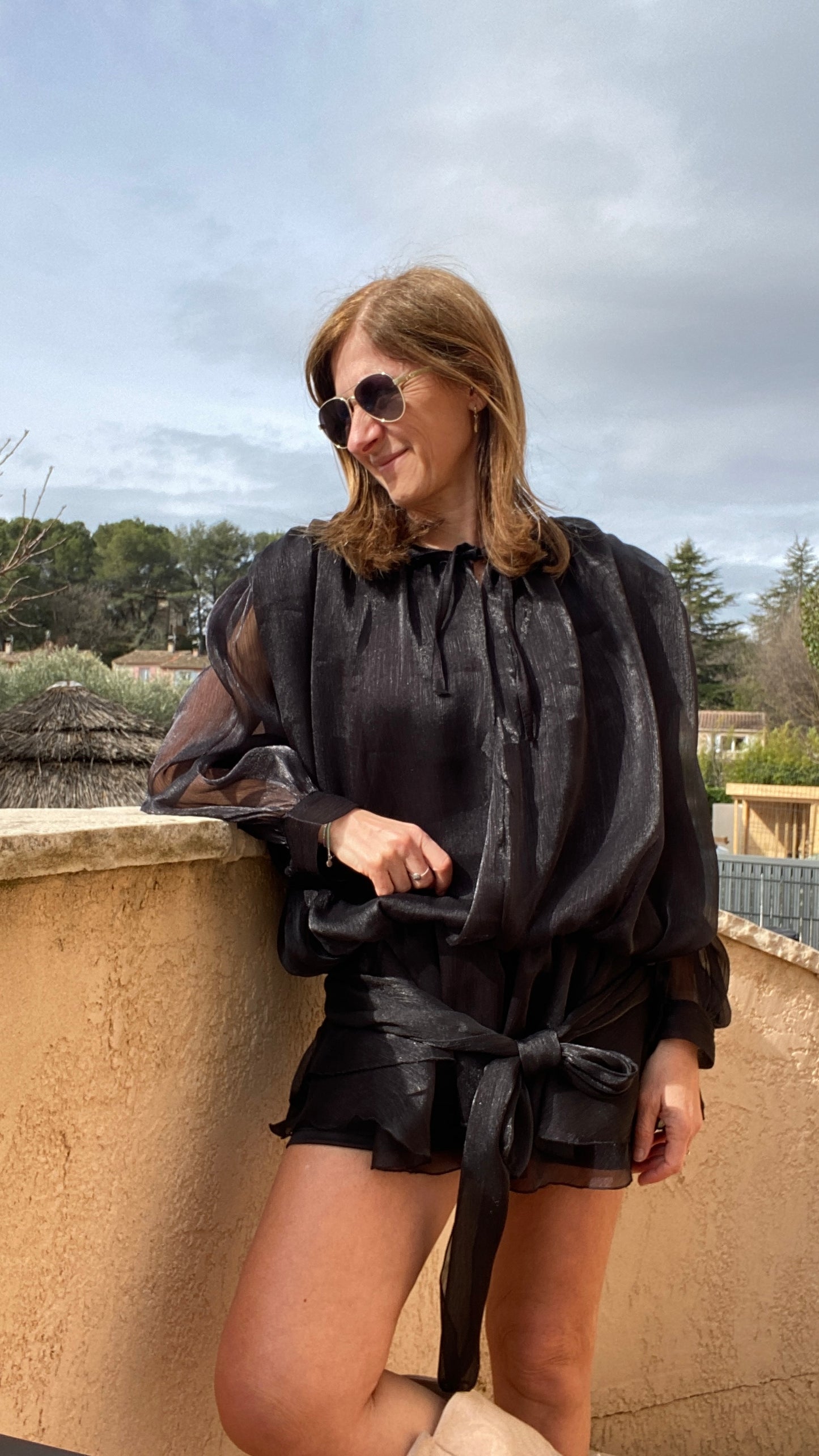 Combishort/Robe noire "Isolde"