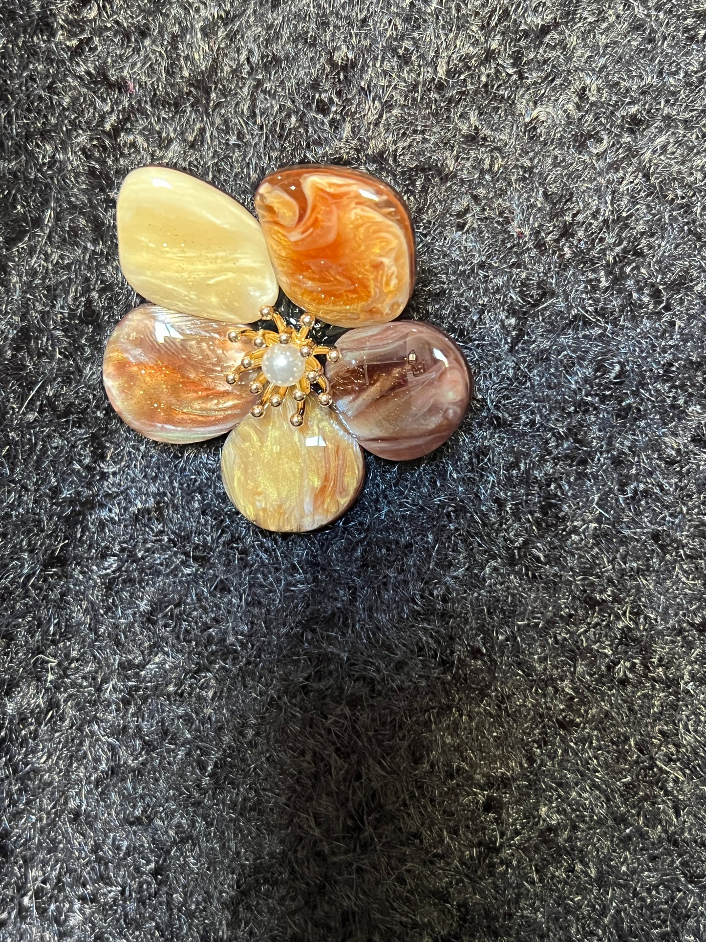BROCHE FLEUR MARRON GLACE BEIGE