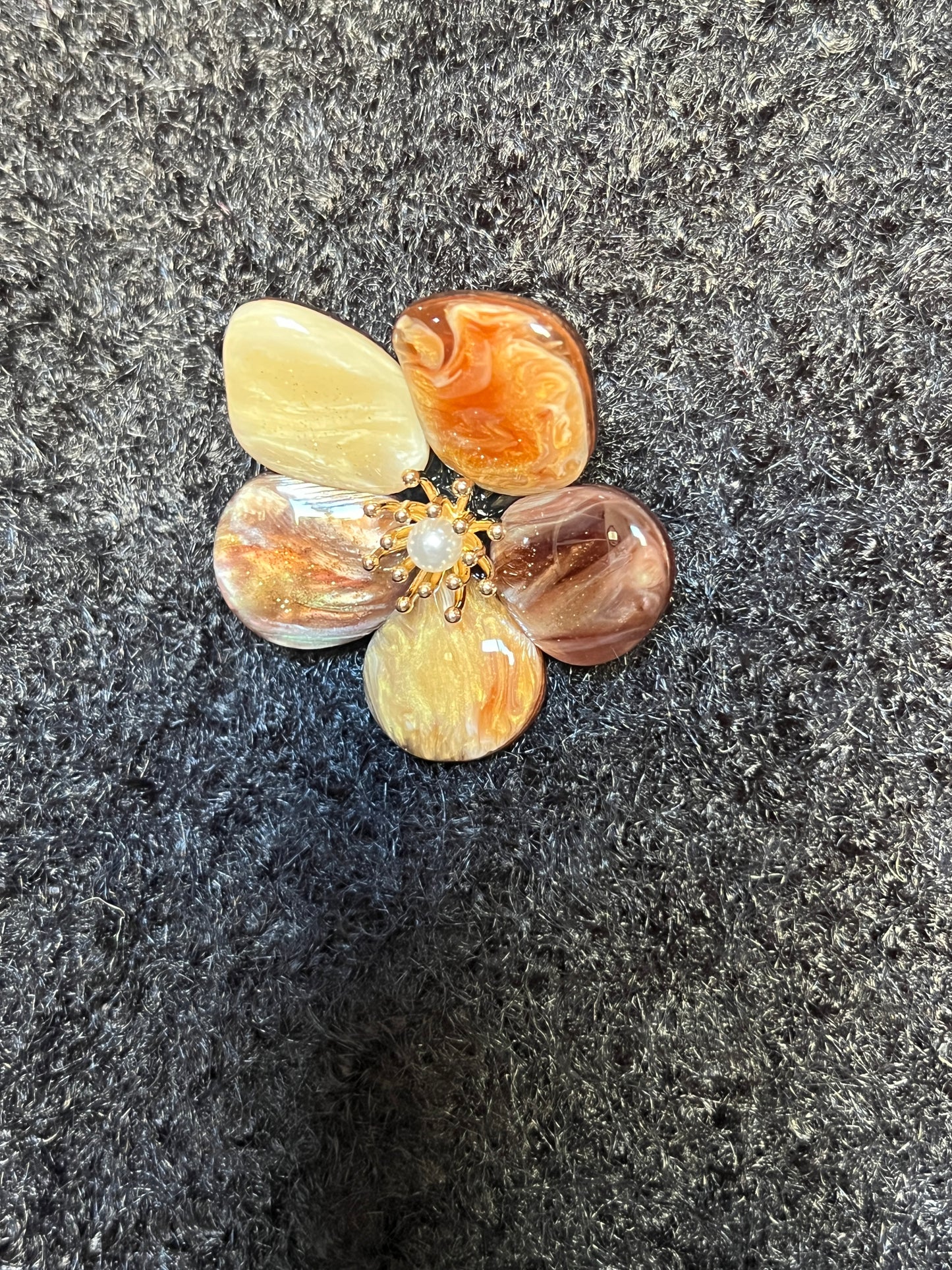 BROCHE FLEUR MARRON GLACE BEIGE
