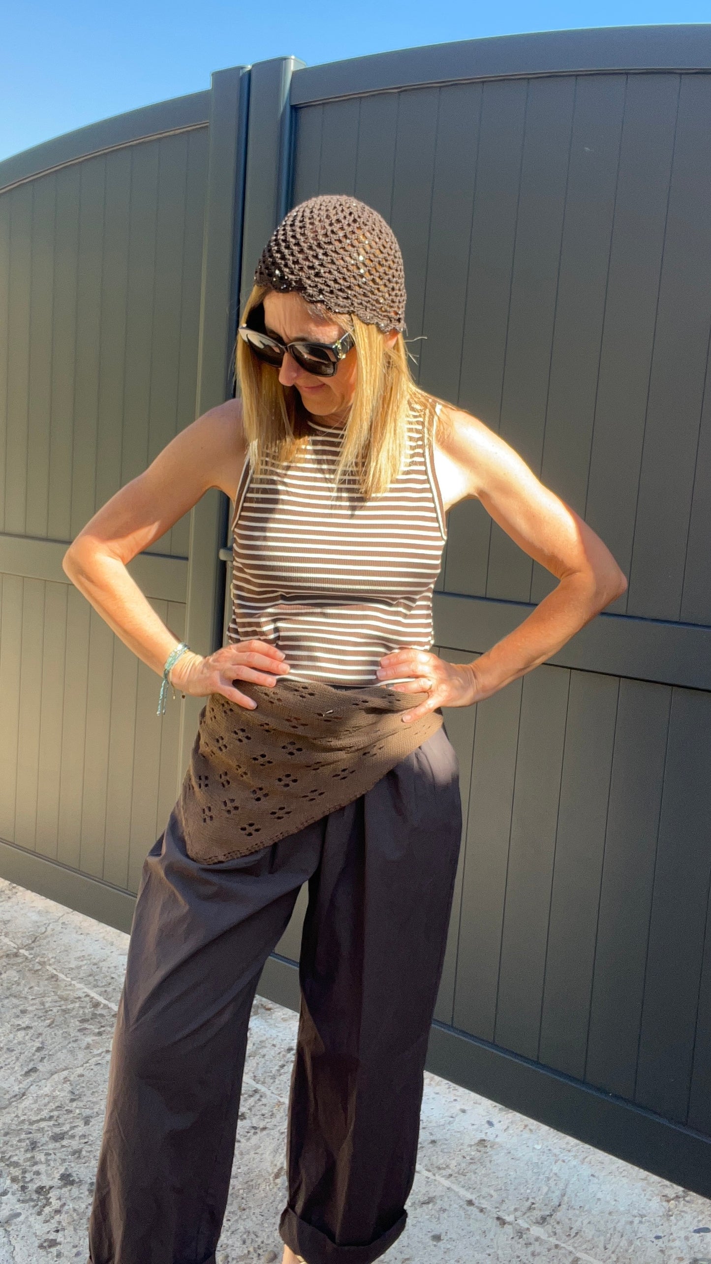 DEBARDEUR RAYE CHOCOLAT/BEIGE GIOYA