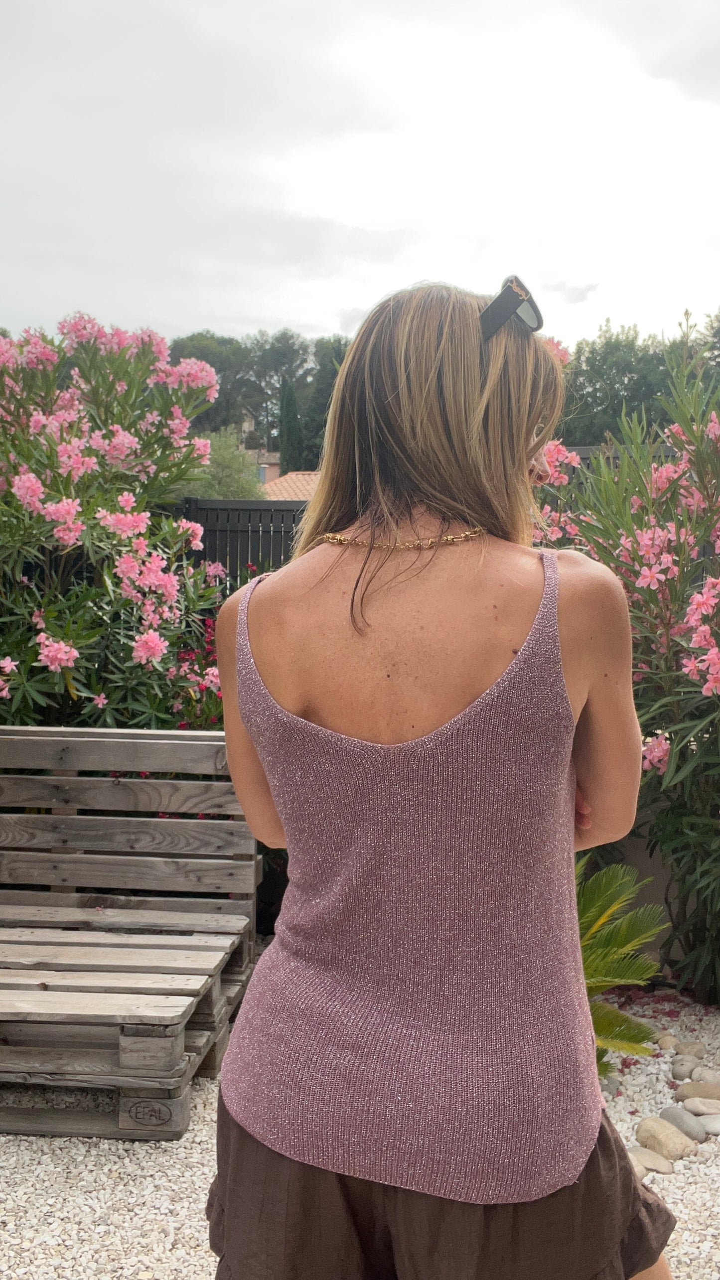 TOP BRETELLE PAILLETE VIOLET