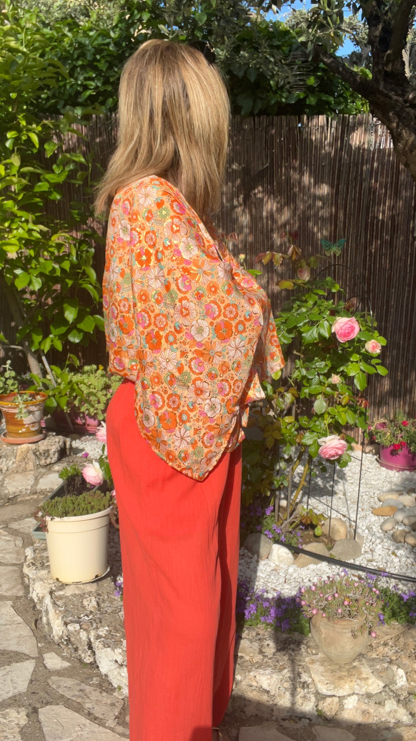 KIMONO A NOEUD "ORANGE/VERT