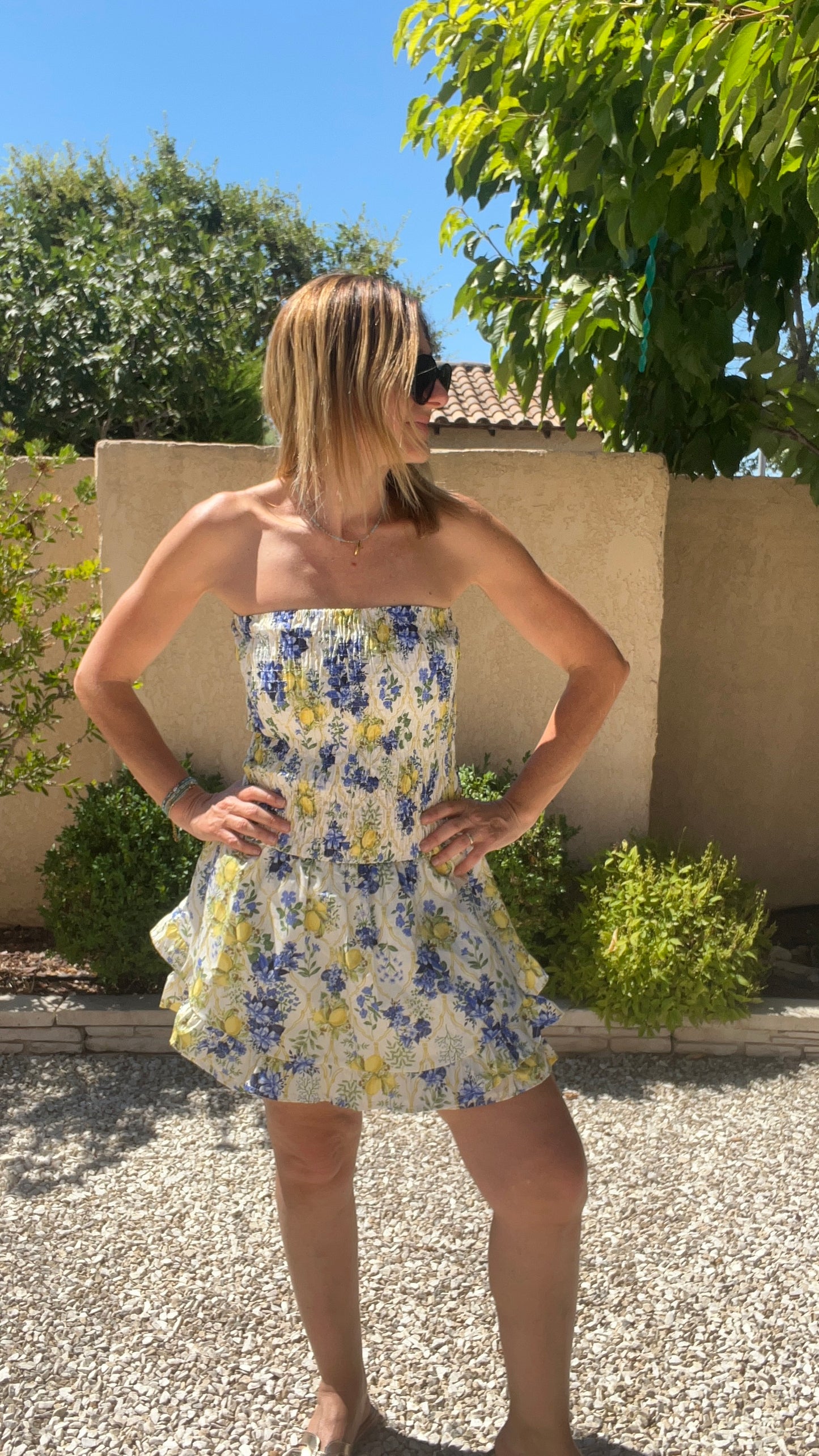 COMBISHORT BLEU/JAUNE CITRON