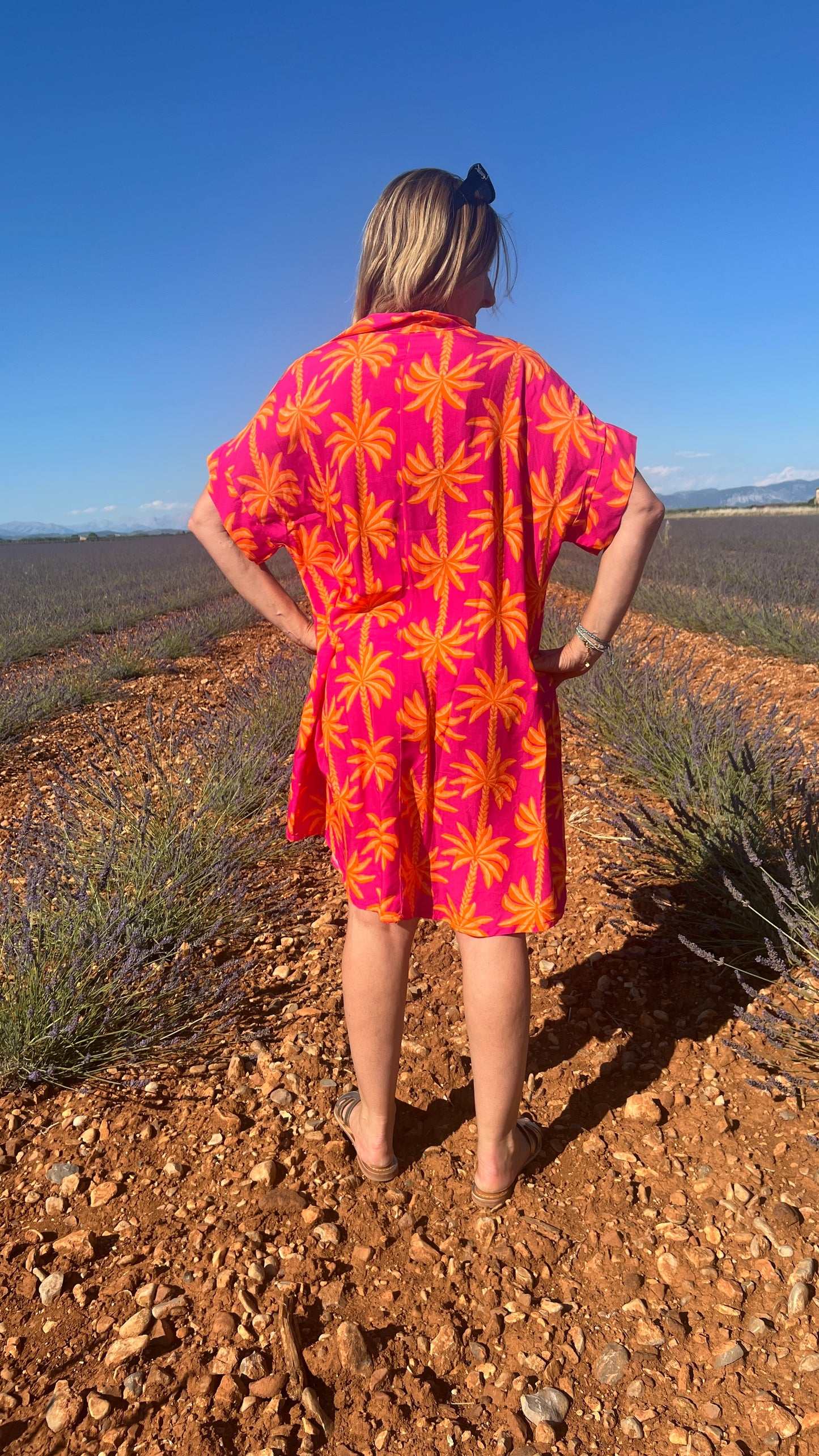 ROBE COLOREE ROSE FUCHSIA/ORANGE