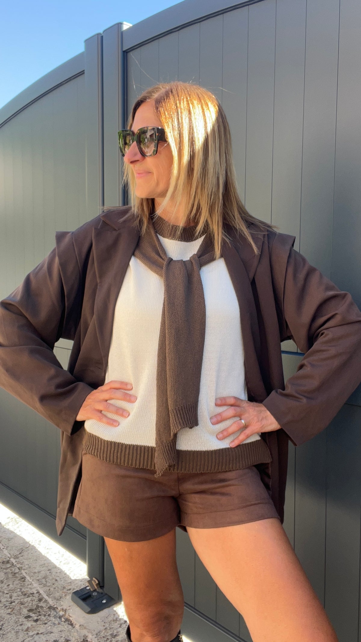 SHORT CHOCOLAT "SUEDINE"