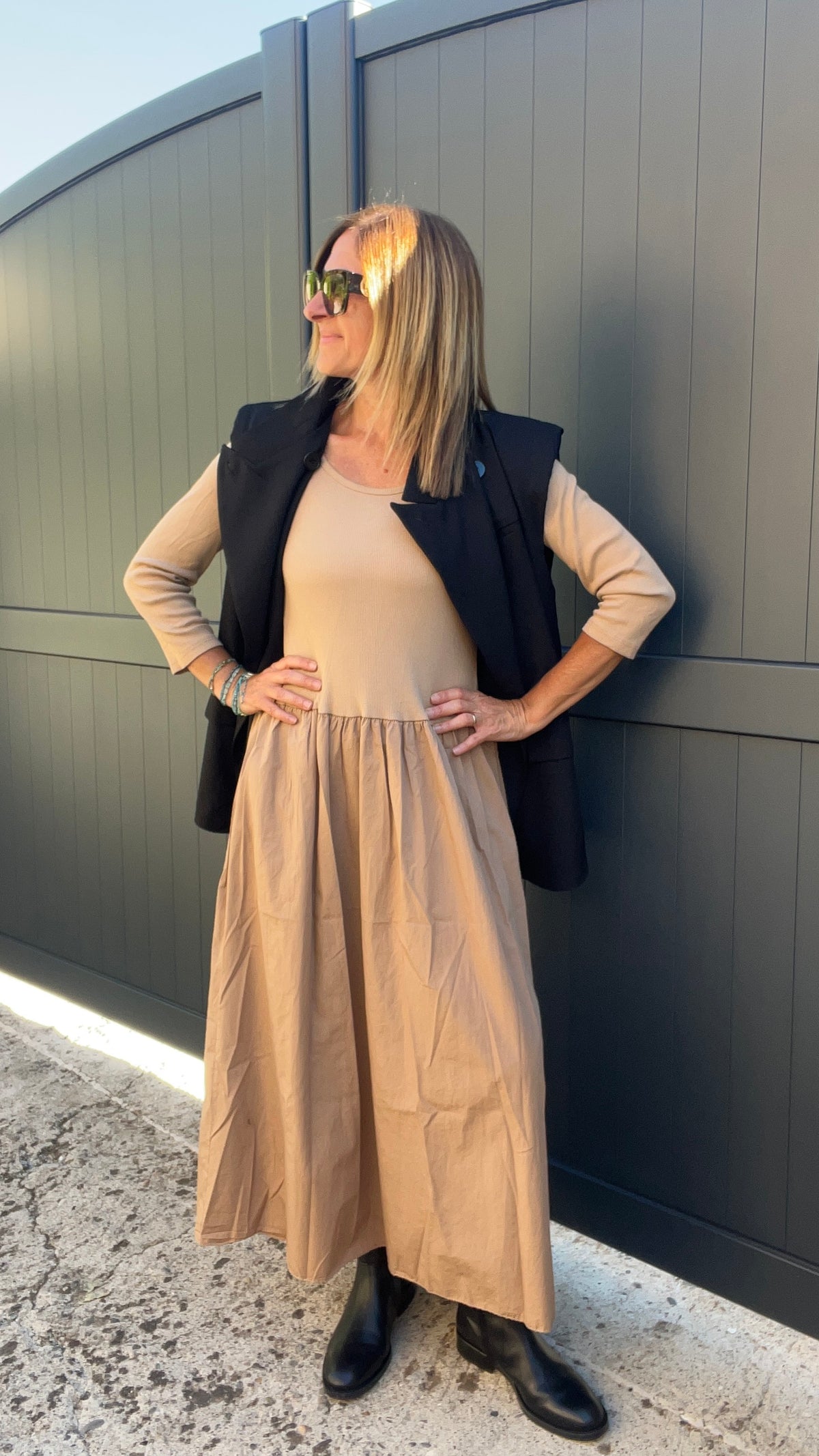 ROBE CAMEL LONGUE MANCHES LONGUES