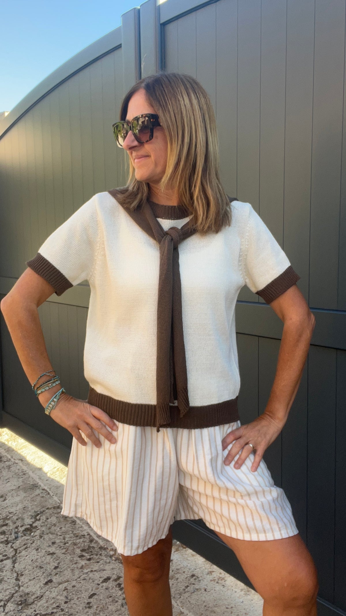 Short rayé beige"AZUR"