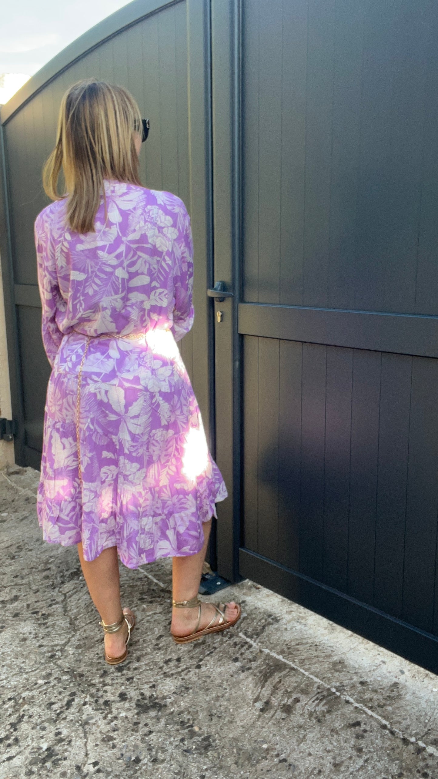 ROBE PARME/BLANC FLEURIE