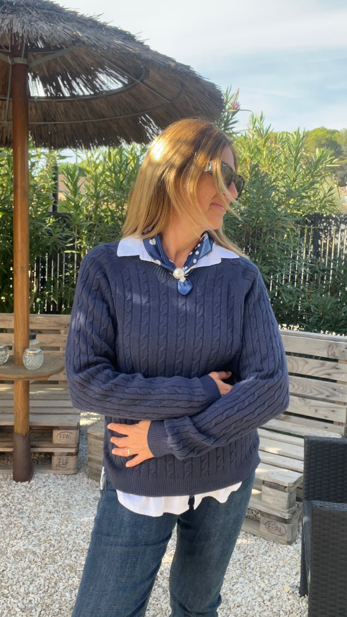 PULL BLEU MARINE TORSADÉ