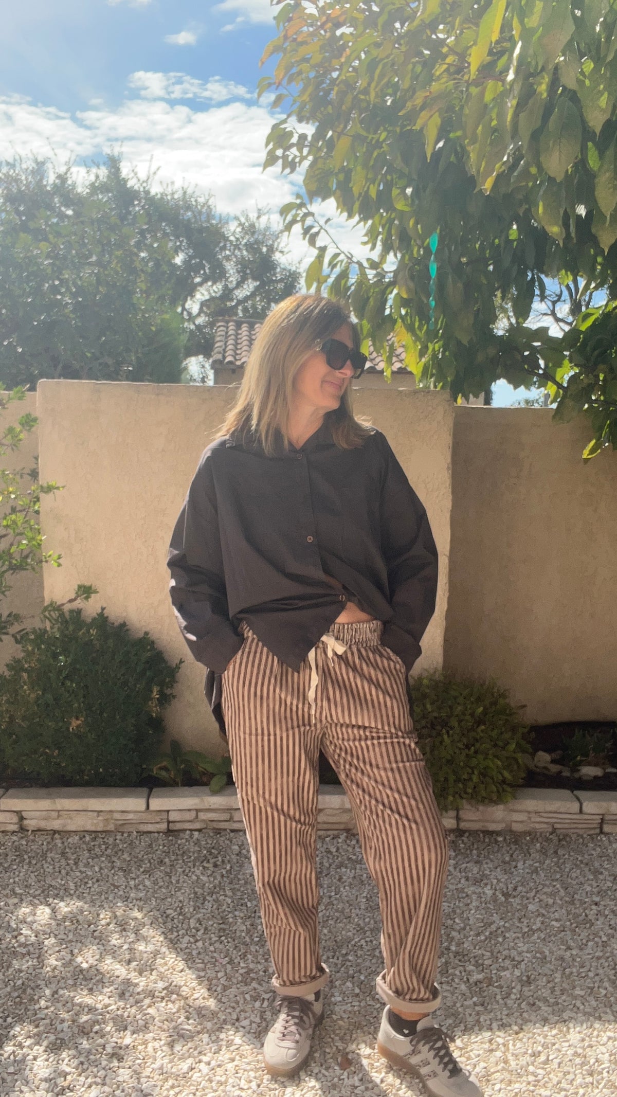 PANTALON RAYE VELOURS "CHOCOLAT/BEIGE"