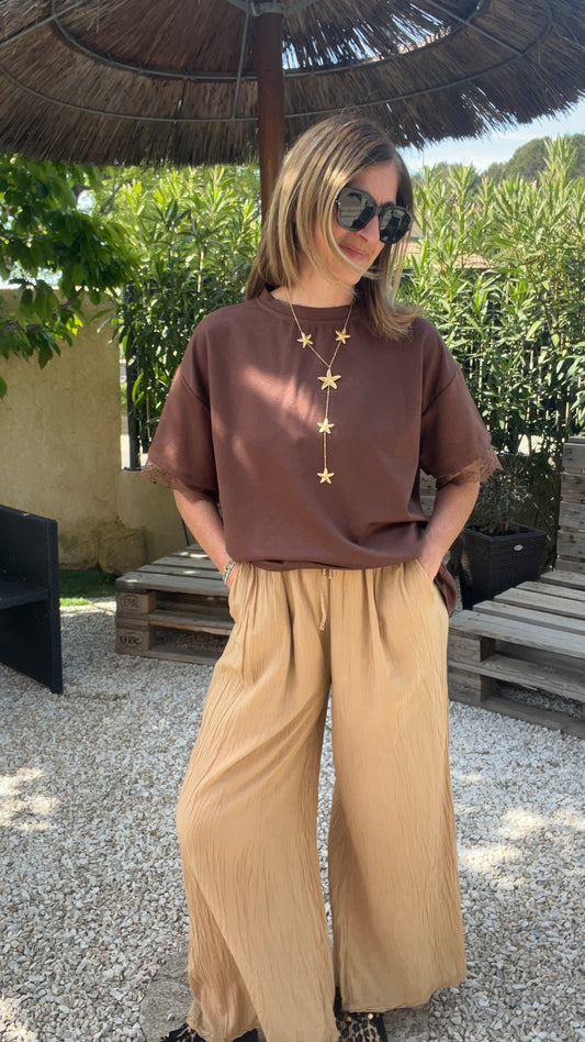 PANTALON FLUIDE CAMEL "SELENA"