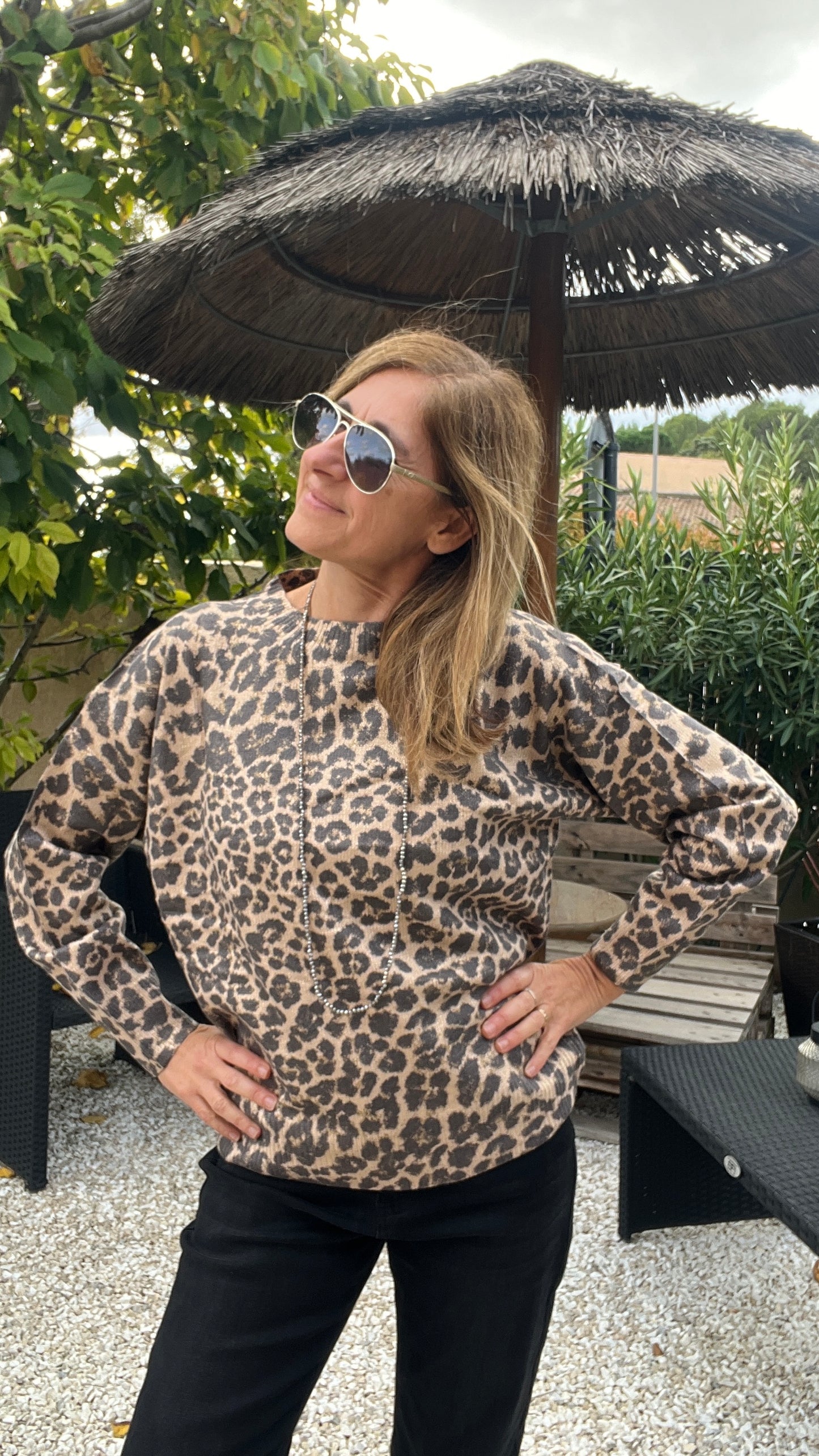 PULL MANCHES LONGUES LEOPARD