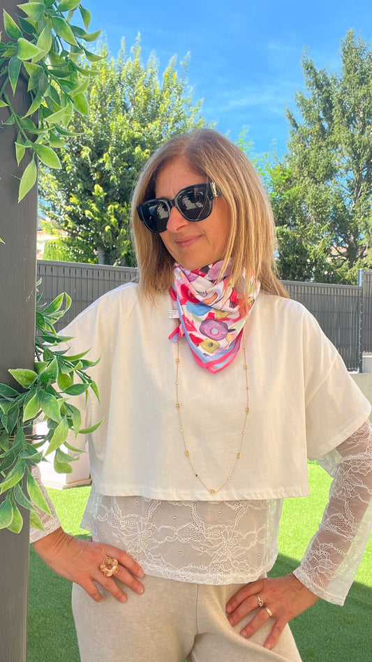 FOULARD COQUELICOT MULTICOLORE "CARRE"