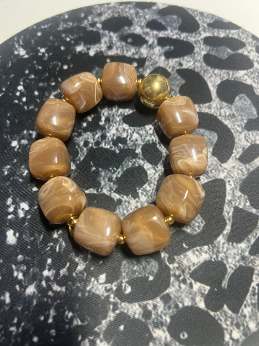Bracelet boules  "Beige"
