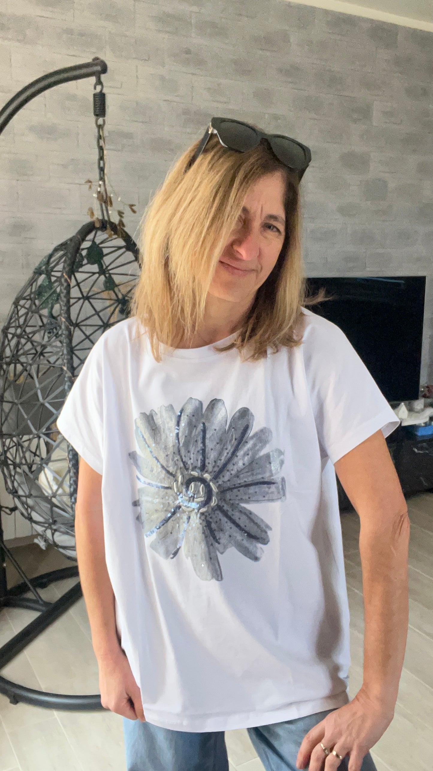 TEE-SHIRT TUNIQUE BLANC "MARGUERITE"