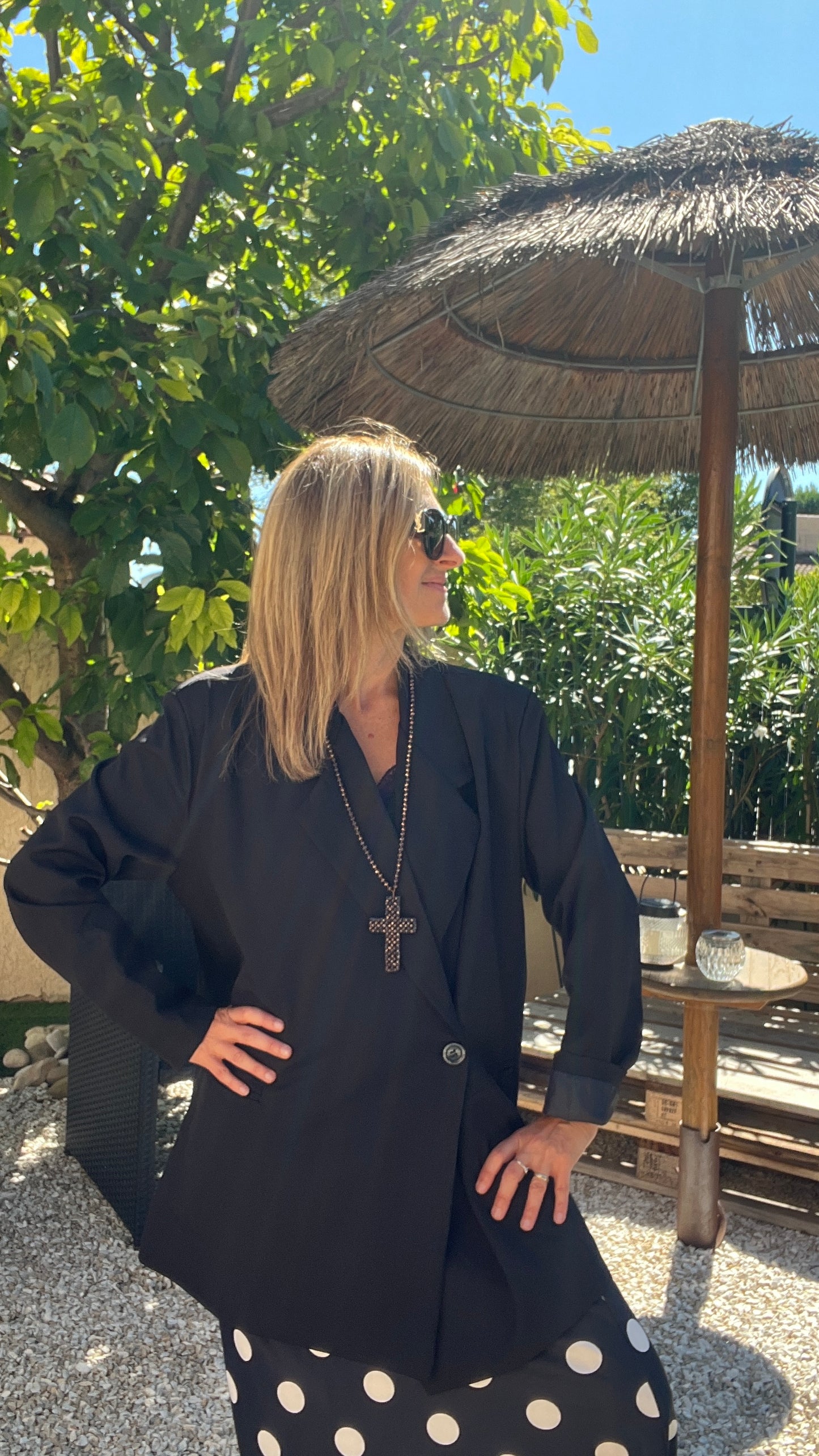 BLAZER NOIR CROISE OVERSIZE "ELISE"