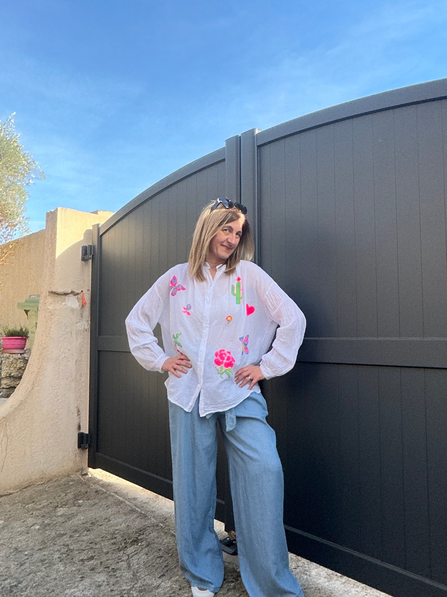 PANTALON FLUIDE BLEU JEAN CLAIR