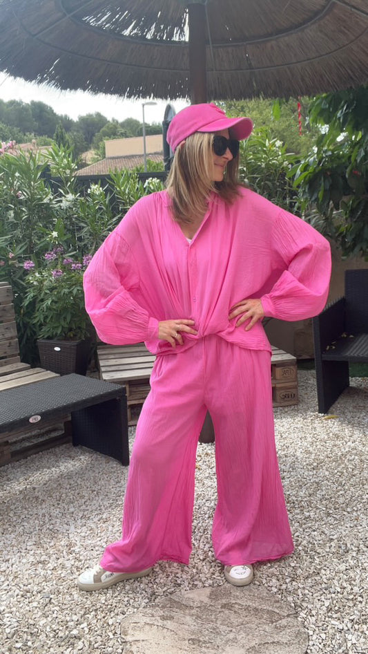 Pantalon fluide rose fuchsia "RIO"