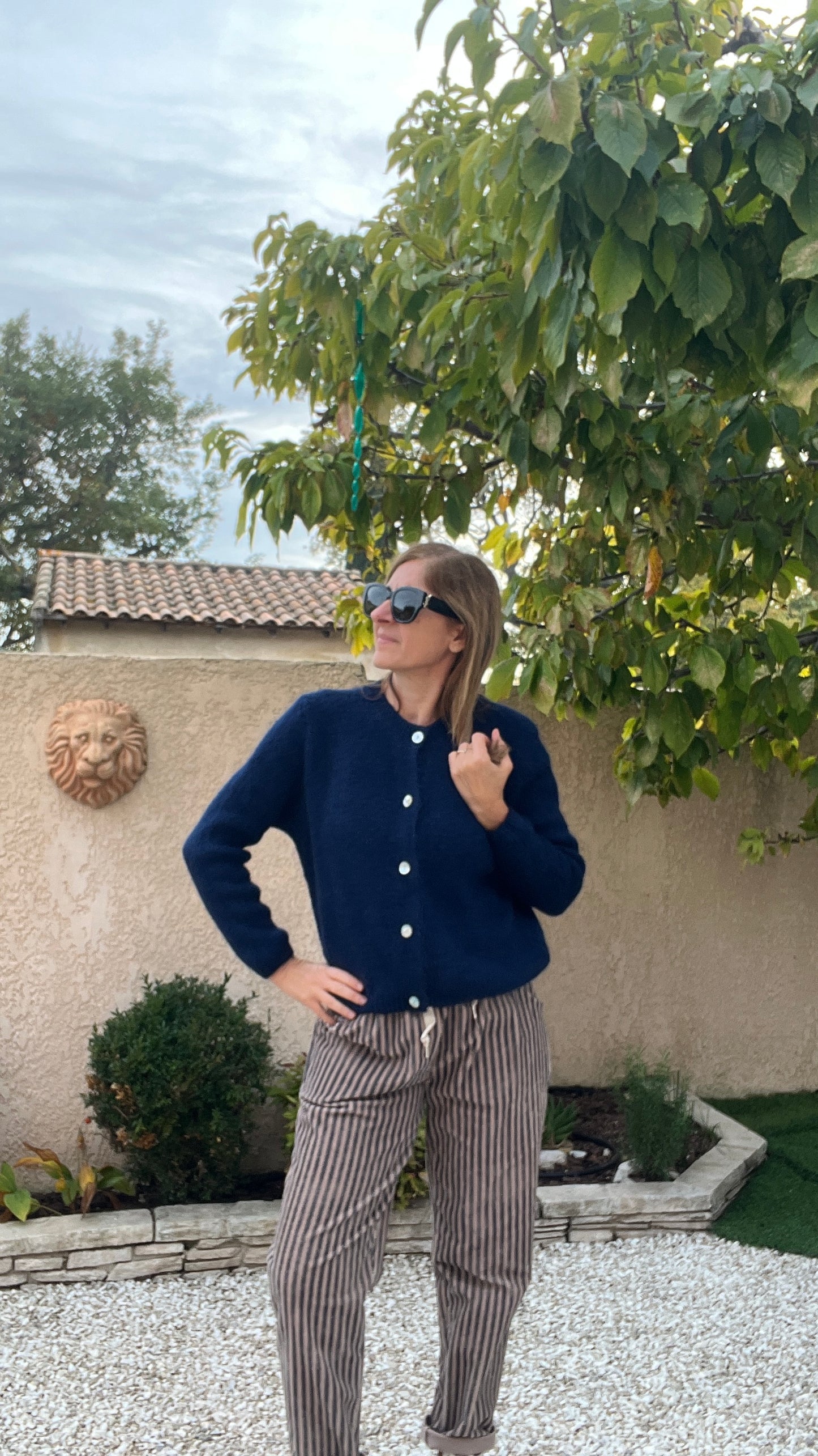 GILET BLEU MARINE MANCHES LONGUES "ANNA"