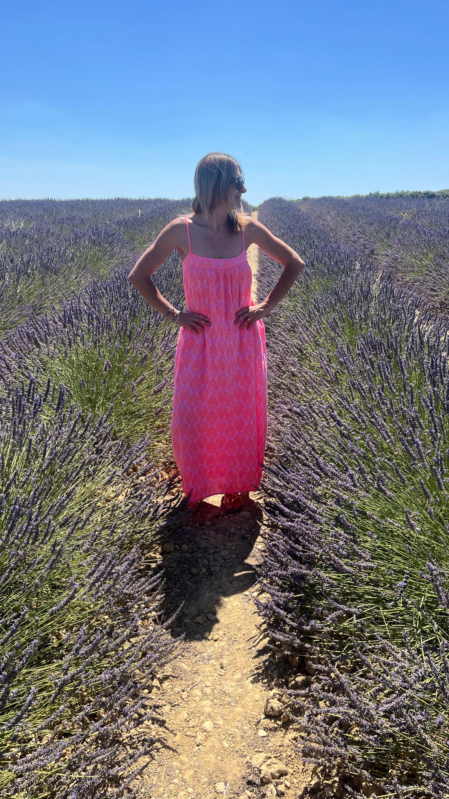ROBE LONGUE GAZE DE COTON ROSE