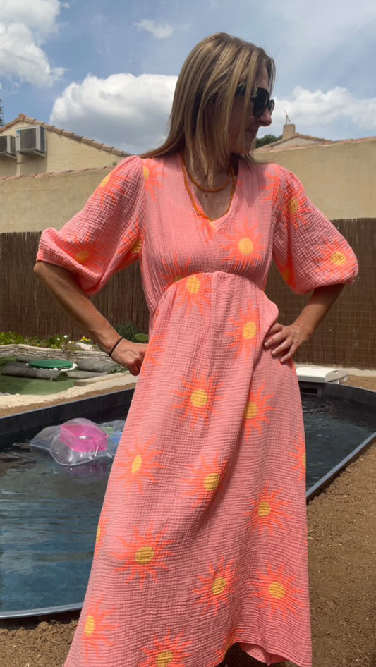 Robe rose saumon "Soleil"