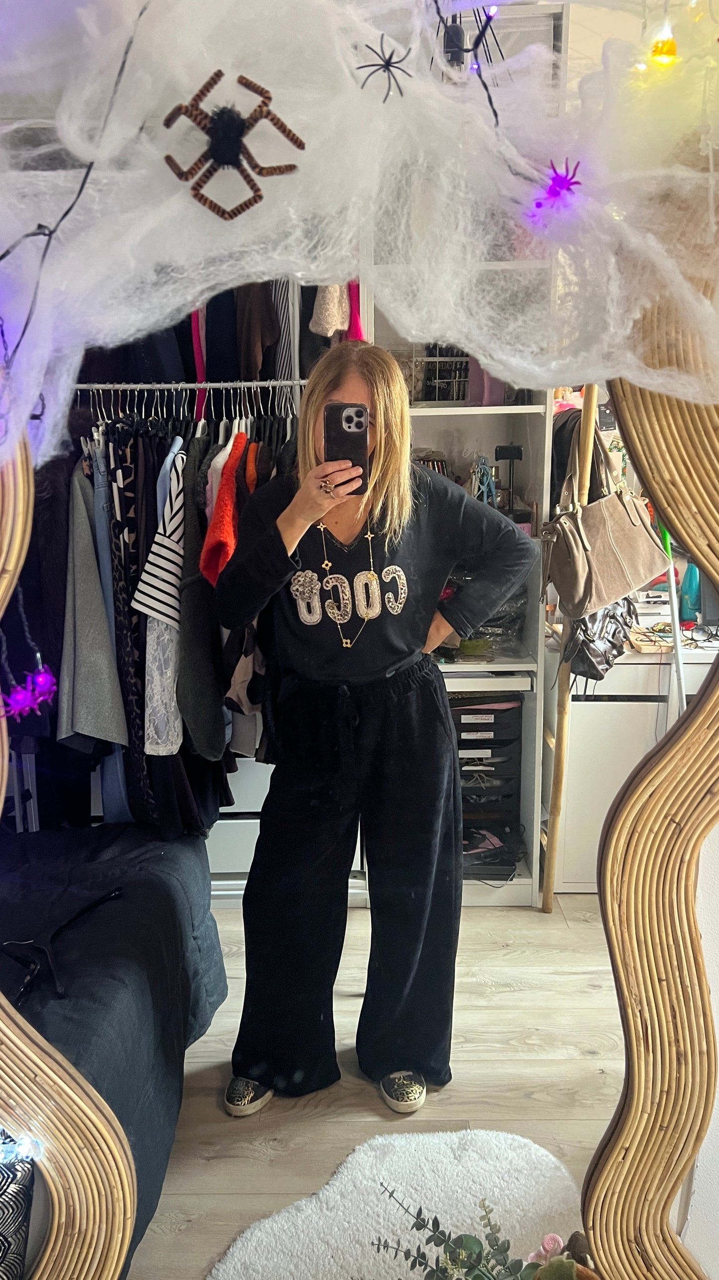 PANTALON FLUIDE VELOURS "NOIR"