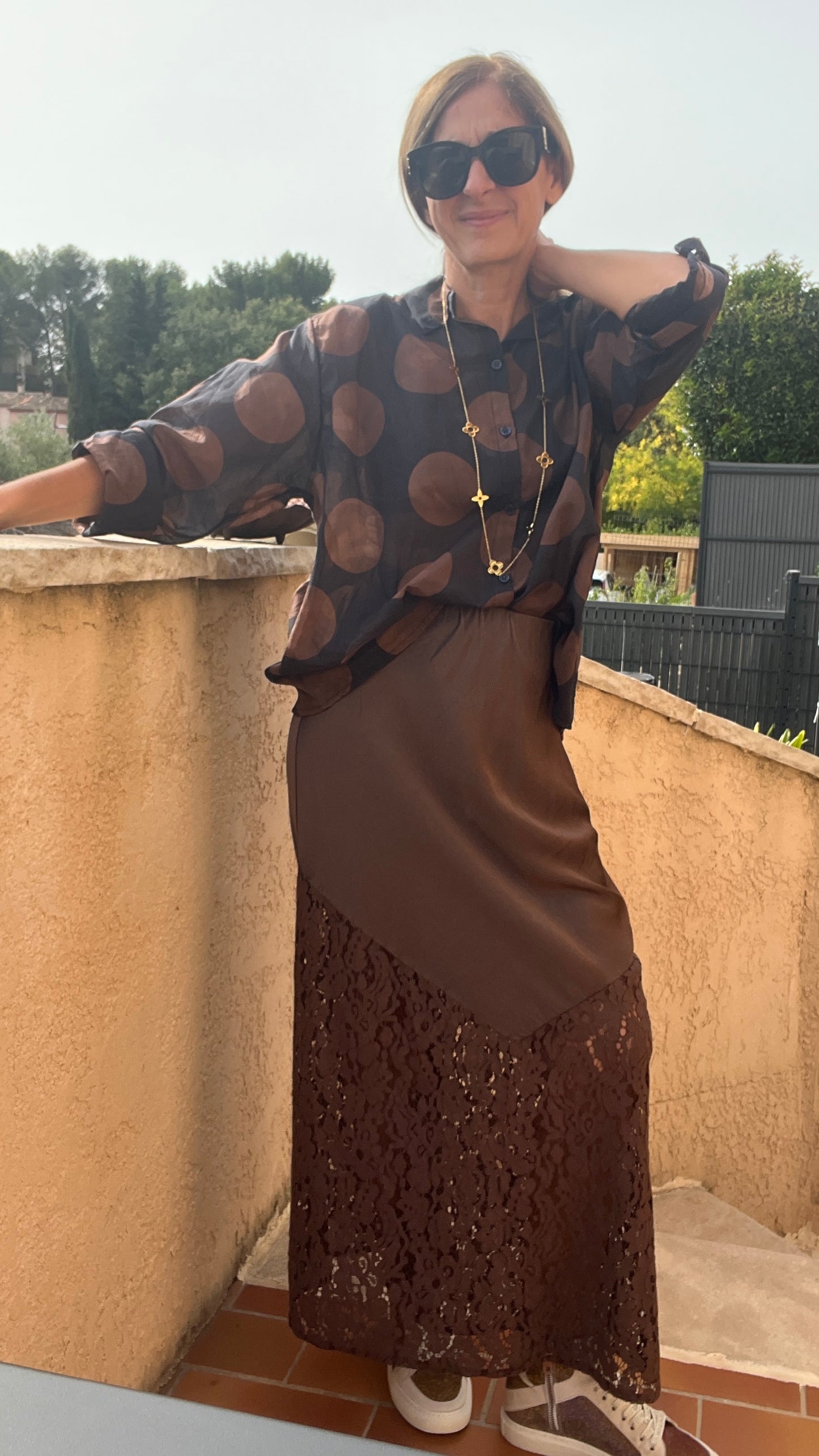 JUPE LONGUE CHOCOLAT "CLARENCE"