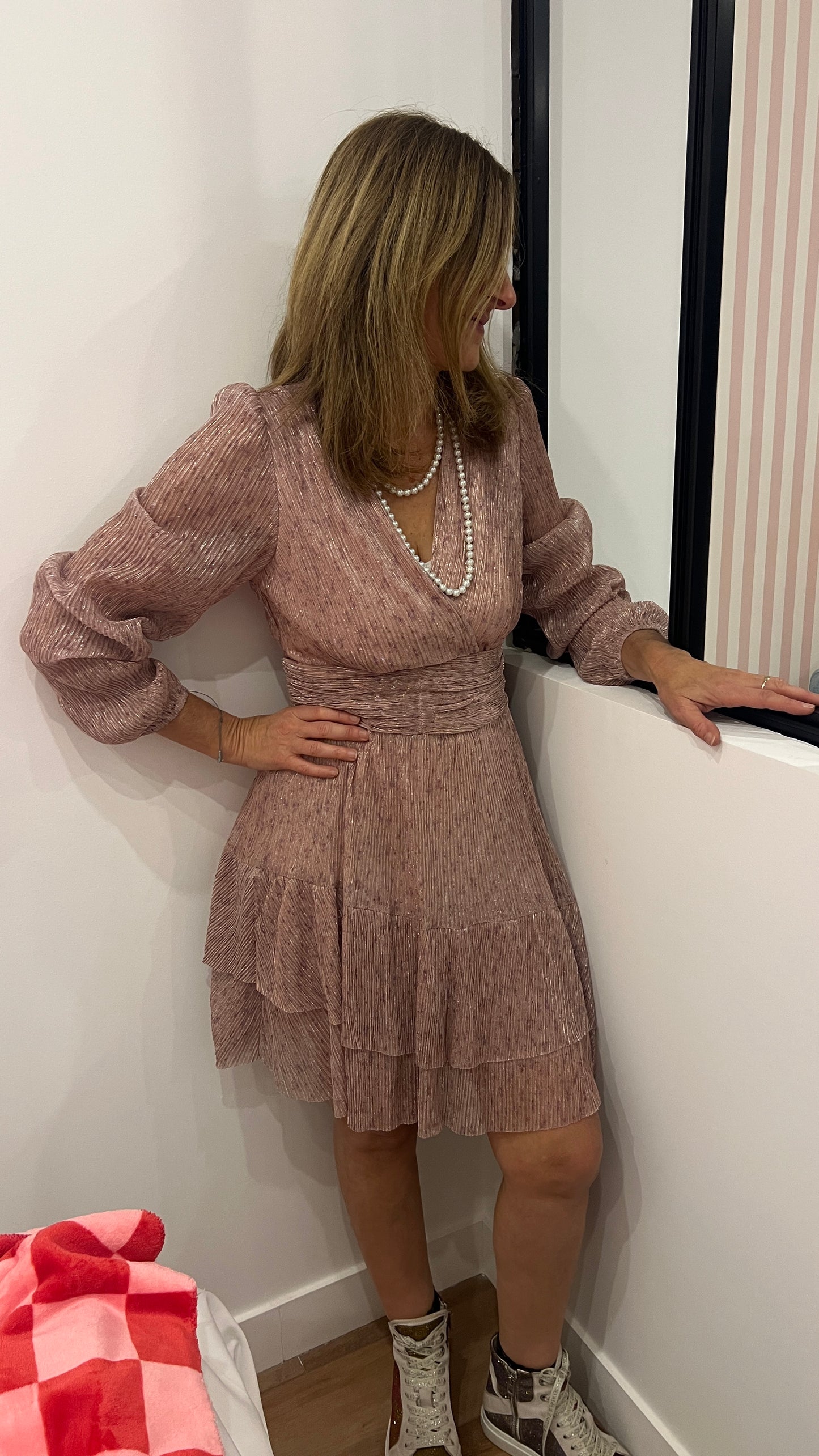 ROBE ROSE PAILLETEE