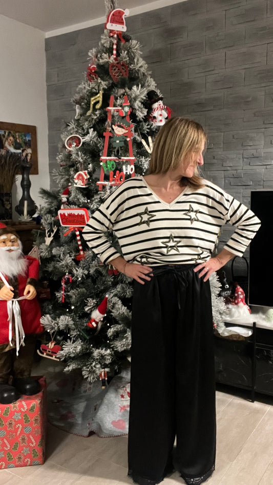 PANTALON FLUIDE NOIR DENTELLE