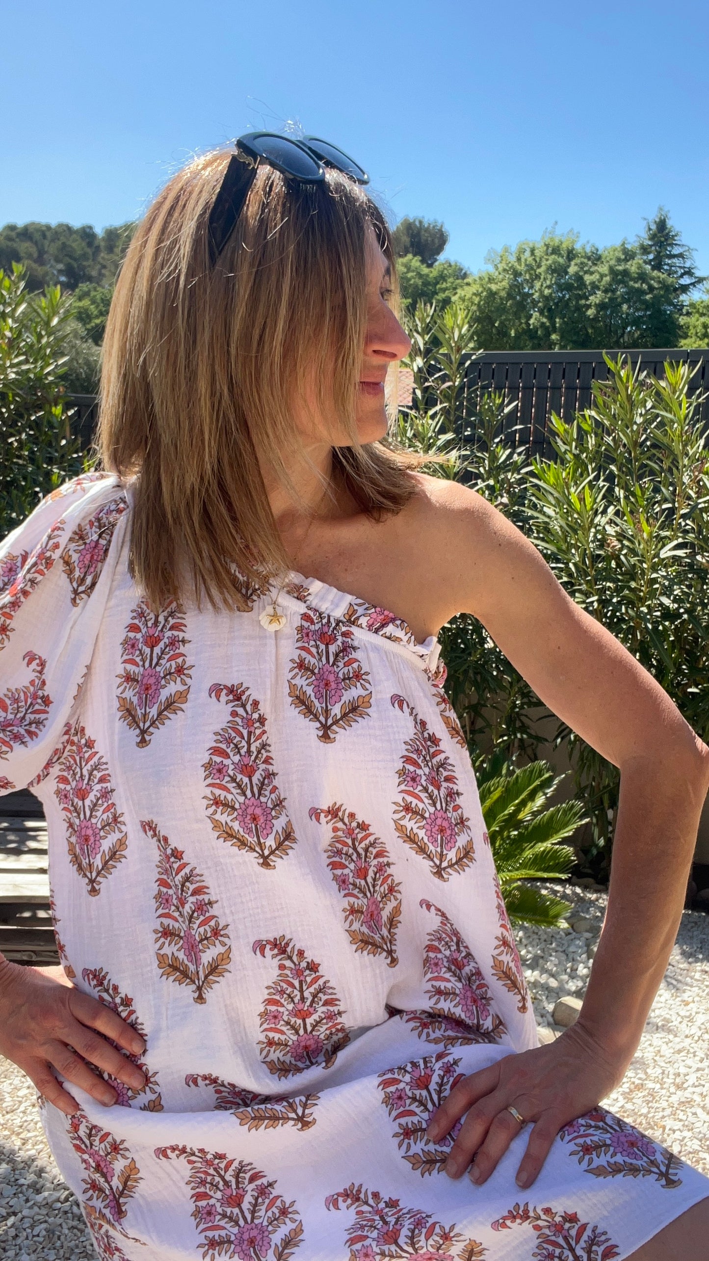 Robe asymétrique "FEUILLAGE"