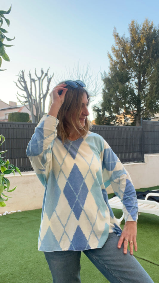 PULL TUNIQUE BLANC "JACQUARD"