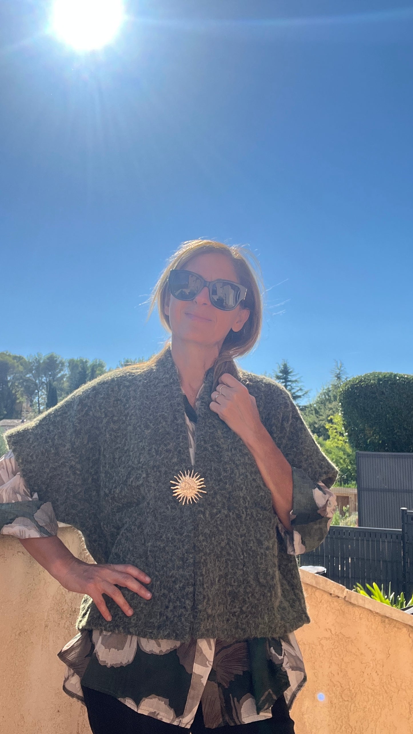 VESTE KAKI MANCHES COURTES "SOLEIL"