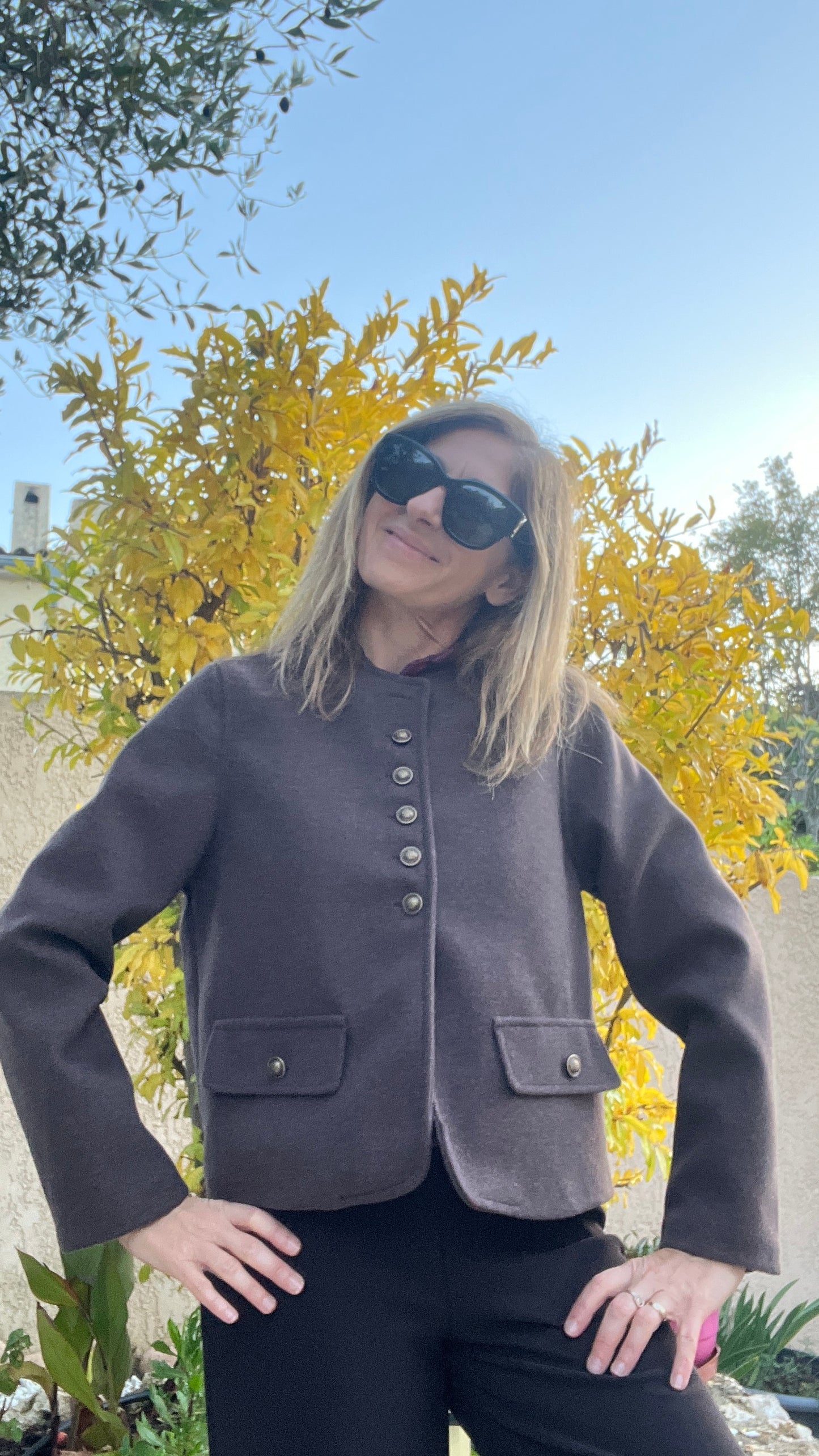 VESTE BOUTONNEE CHOCOLAT CLAIRE "CELESTE"