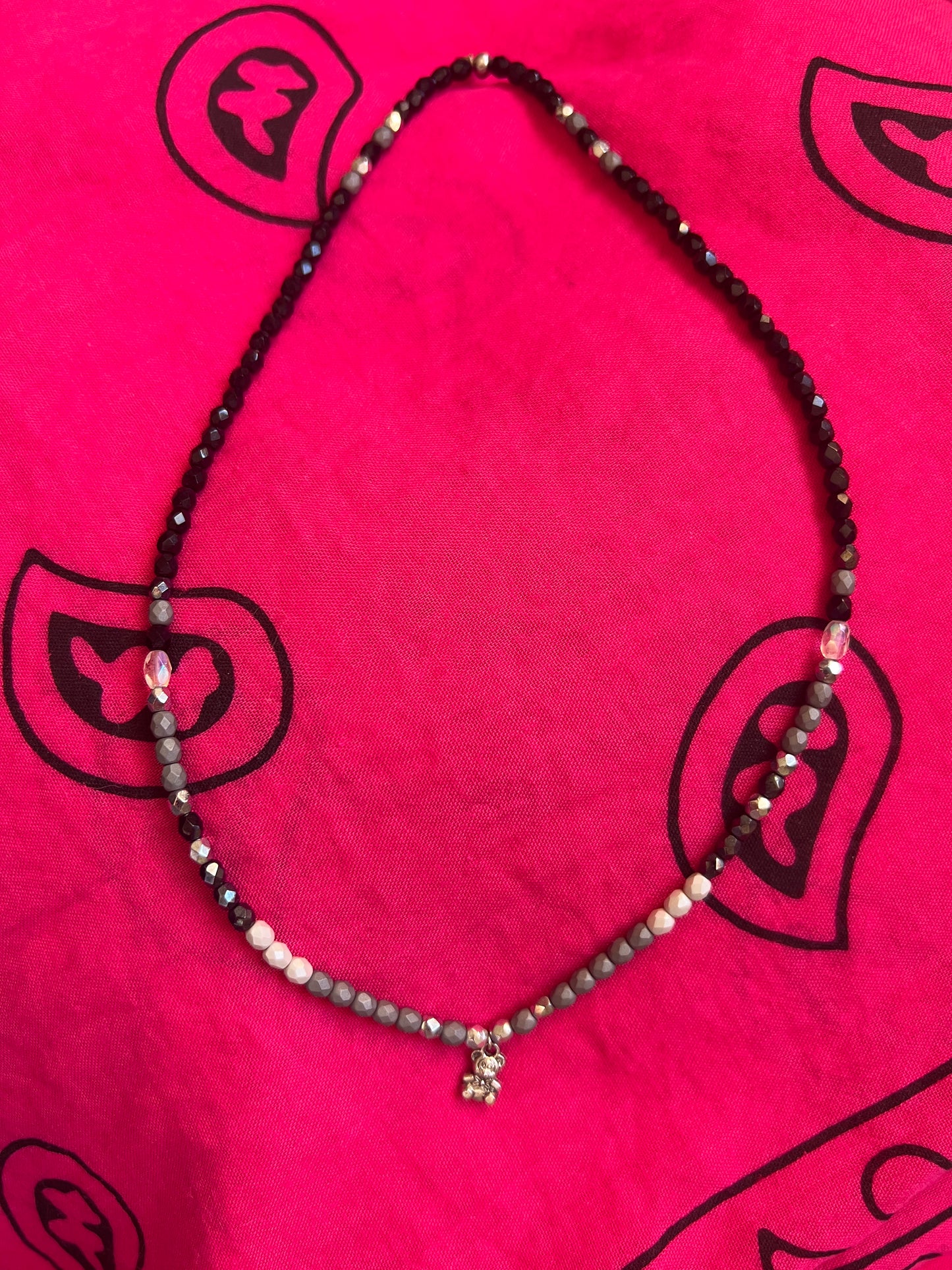 Collier Elastique gris & noir "Sylver"