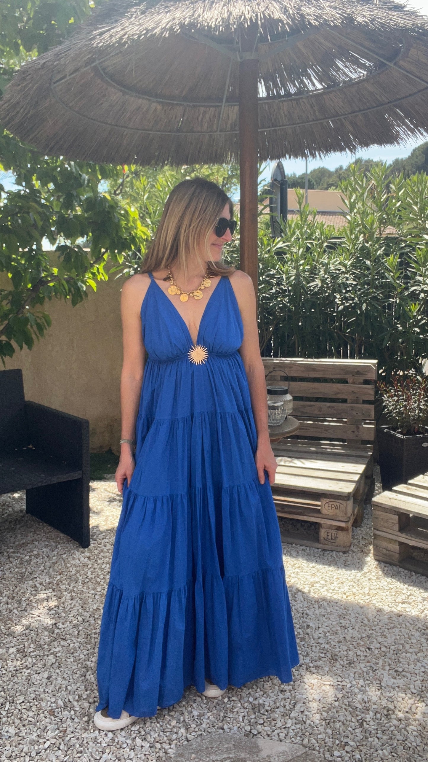 ROBE EN COTON SOLEIL BLEU ELECTRIQUE