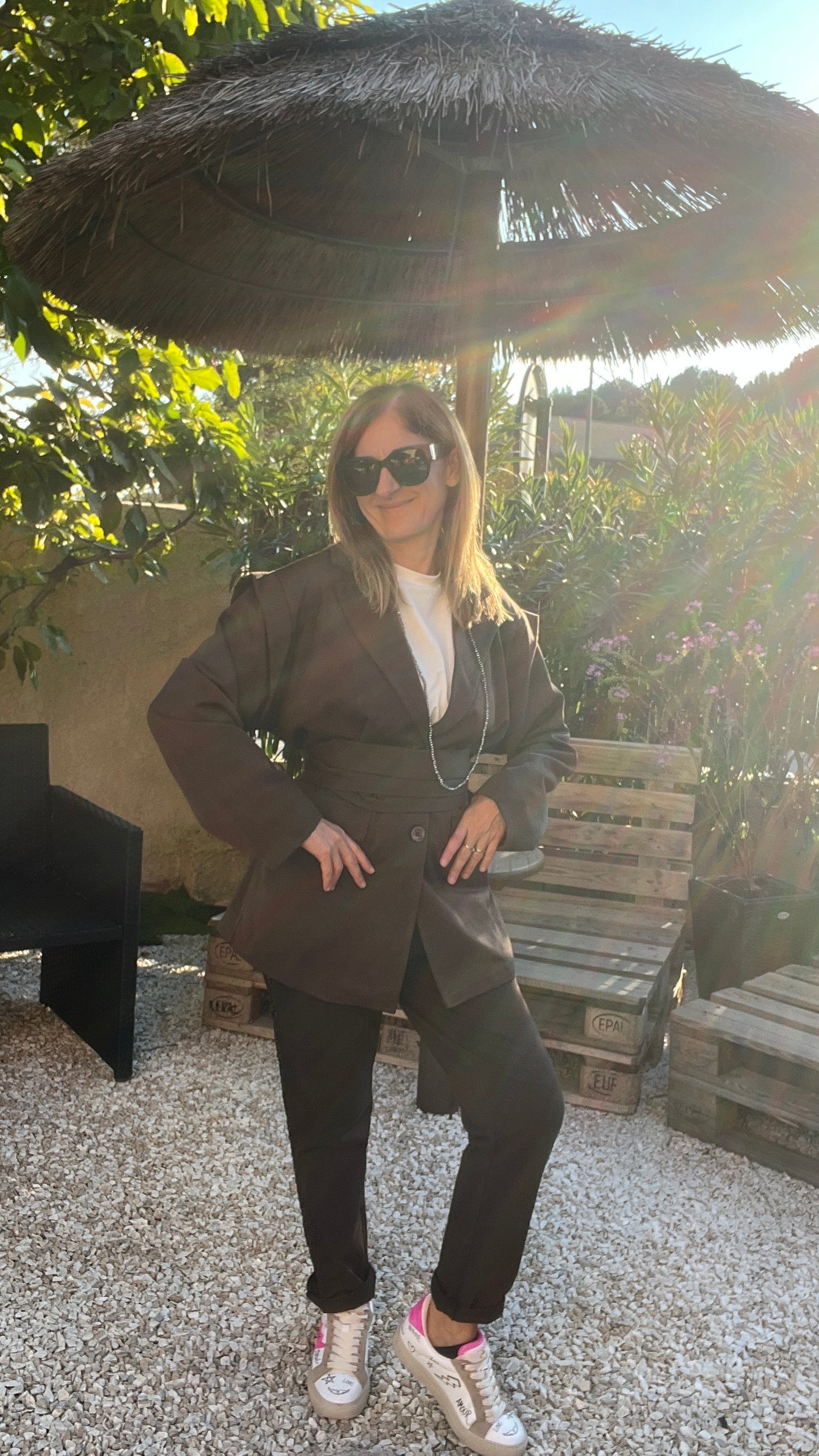 BLAZER CHOCOLAT CEINTURE