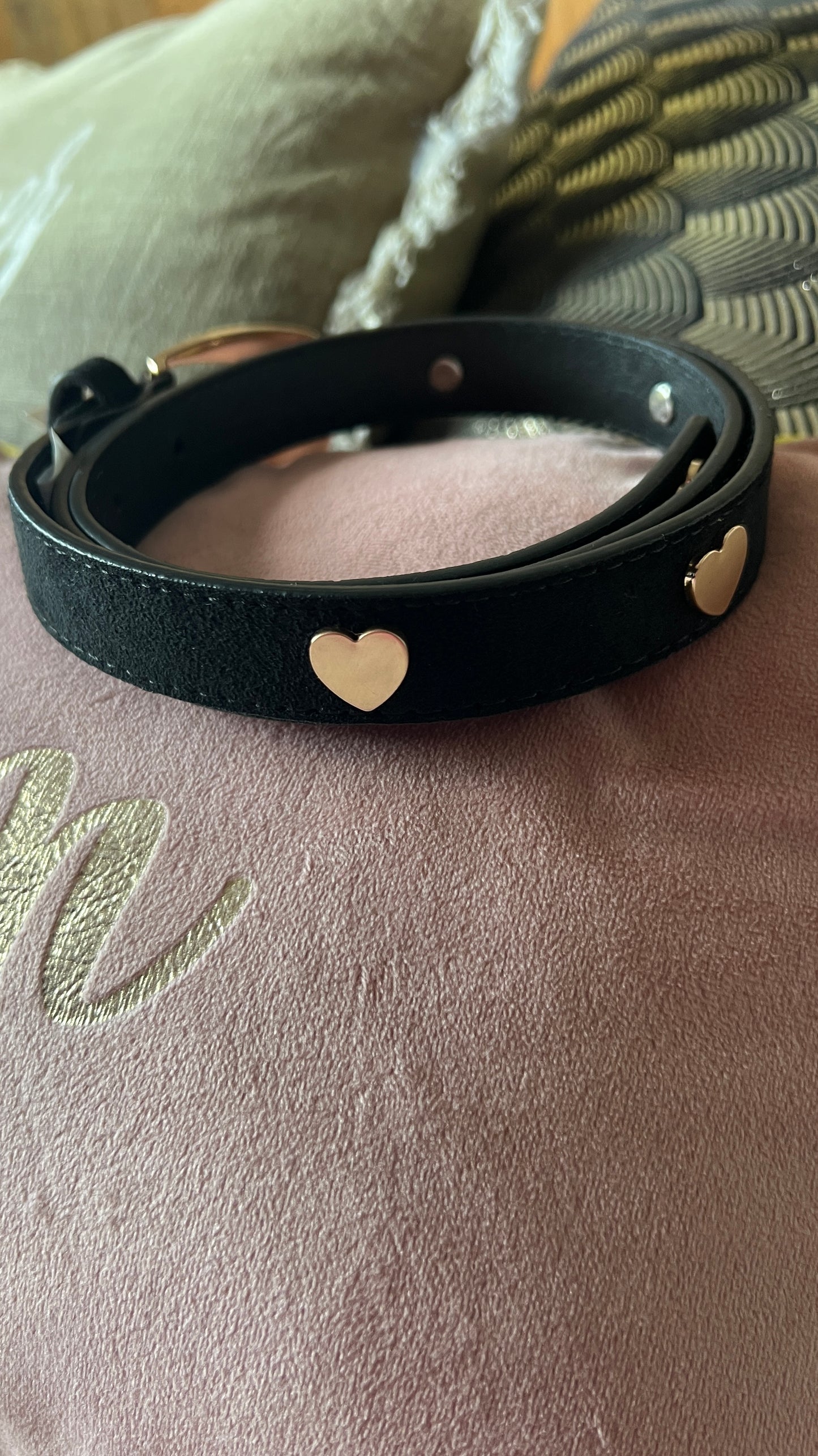 CEINTURE NOIR IMITATION SUEDINE "COEUR"