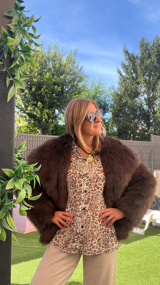 VESTE FOURRURE CHOCOLAT "CLARA"