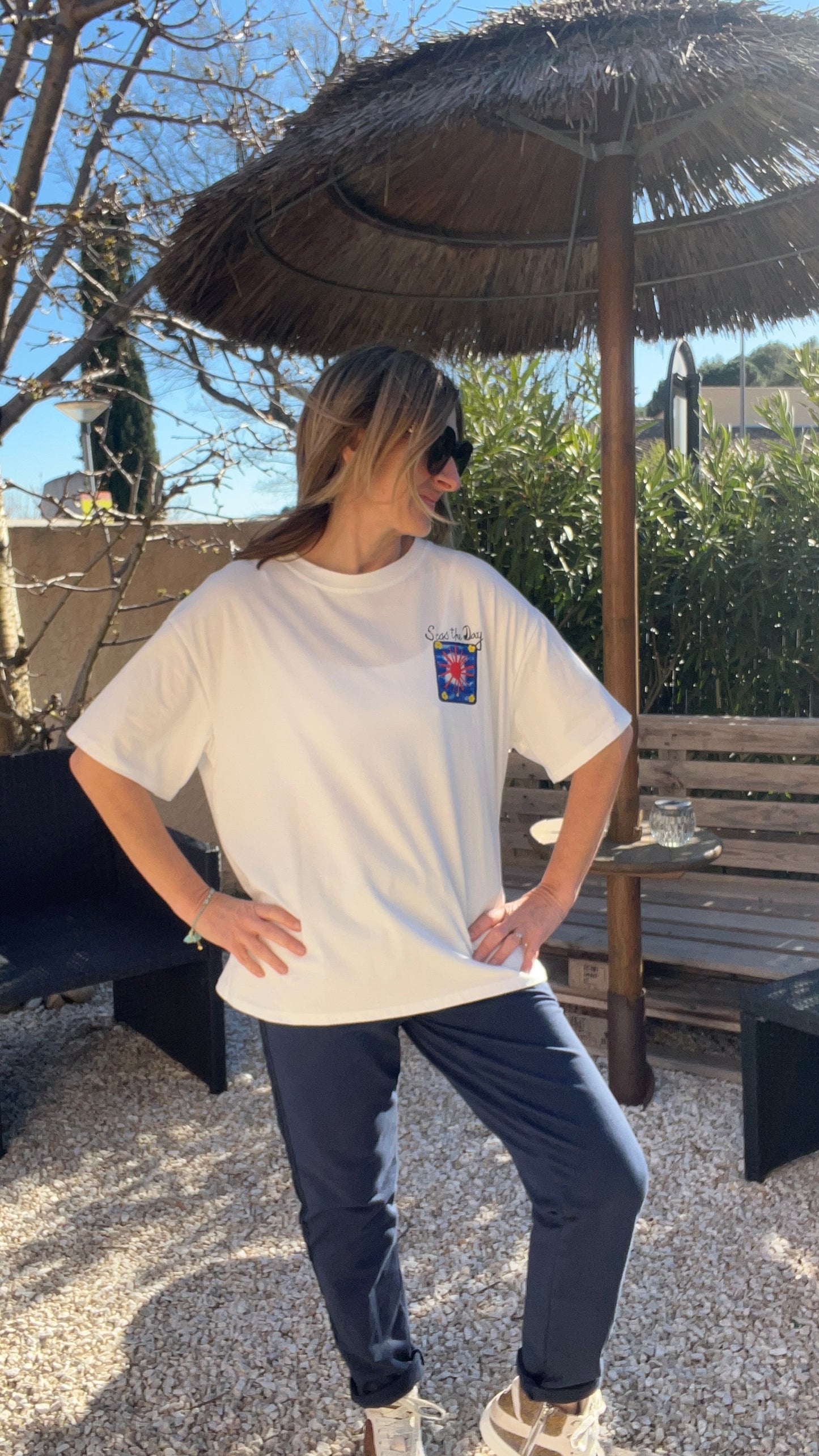 TEE-SHIRT BLANC SOLEIL SEAS THE DAY