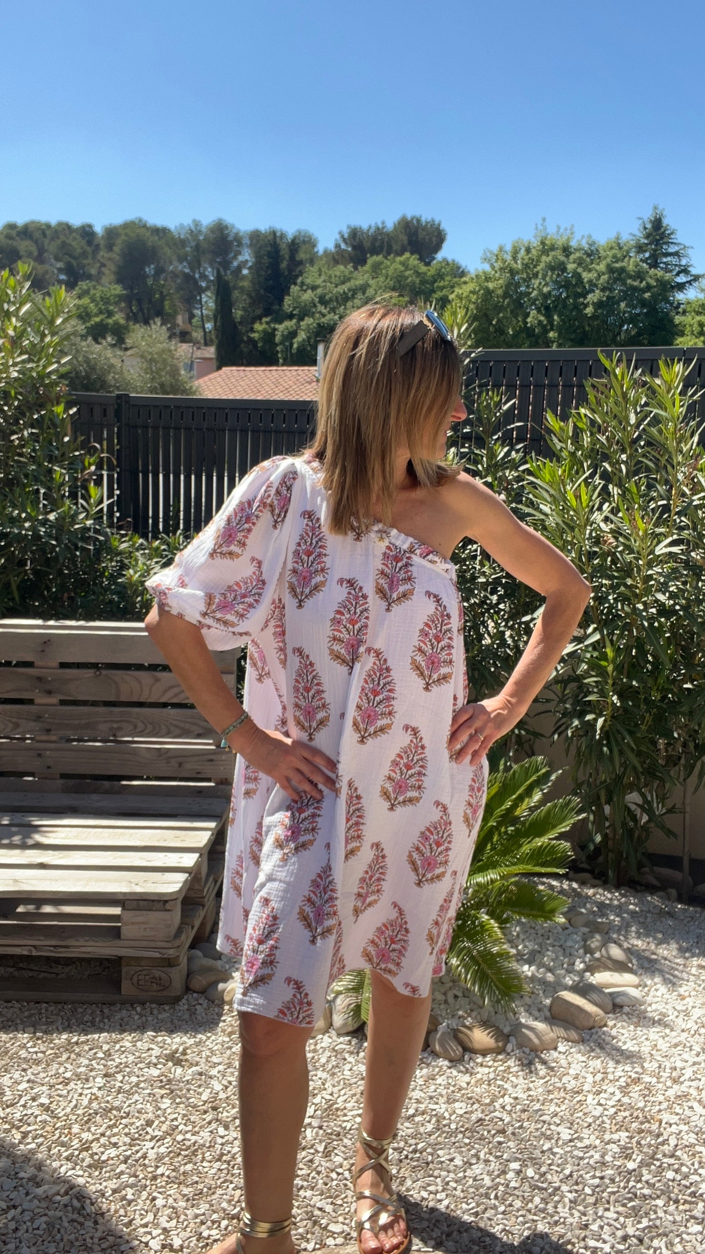Robe asymétrique "FEUILLAGE"