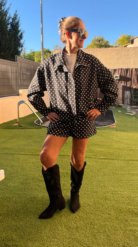 SHORT NOIR A POIS BLANC