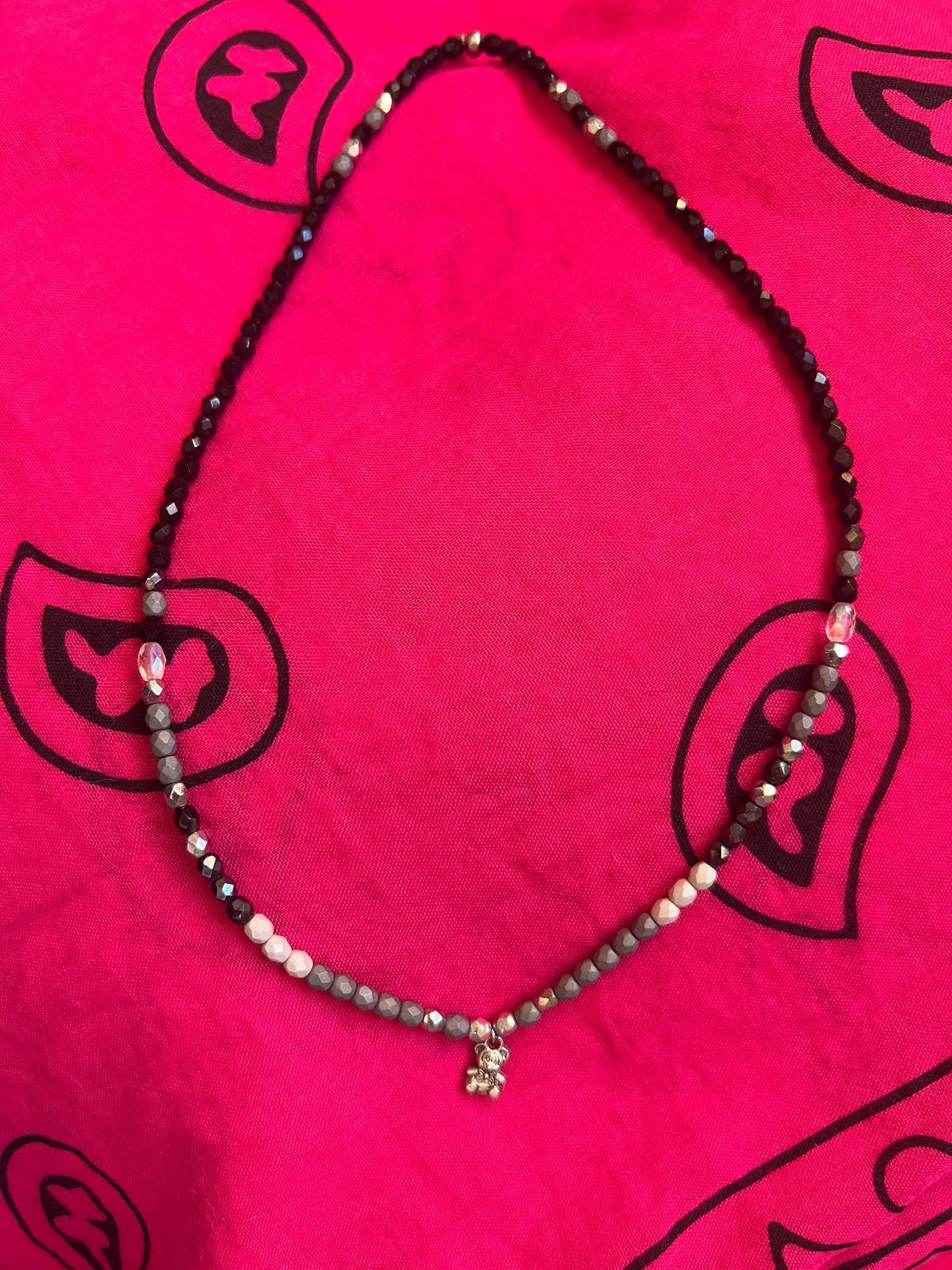 Collier Elastique gris & noir "Sylver"